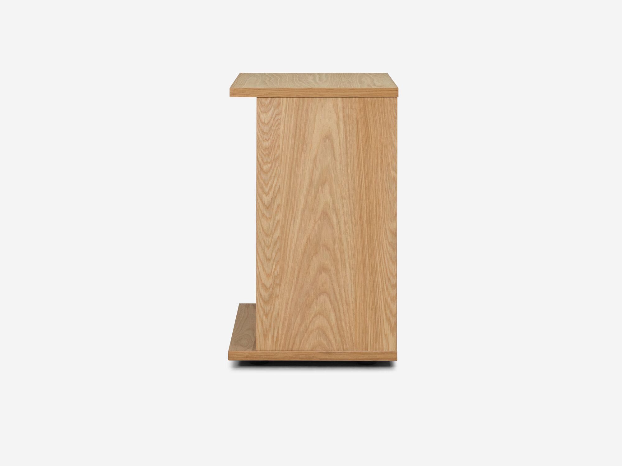 Side view of oak bookshelf