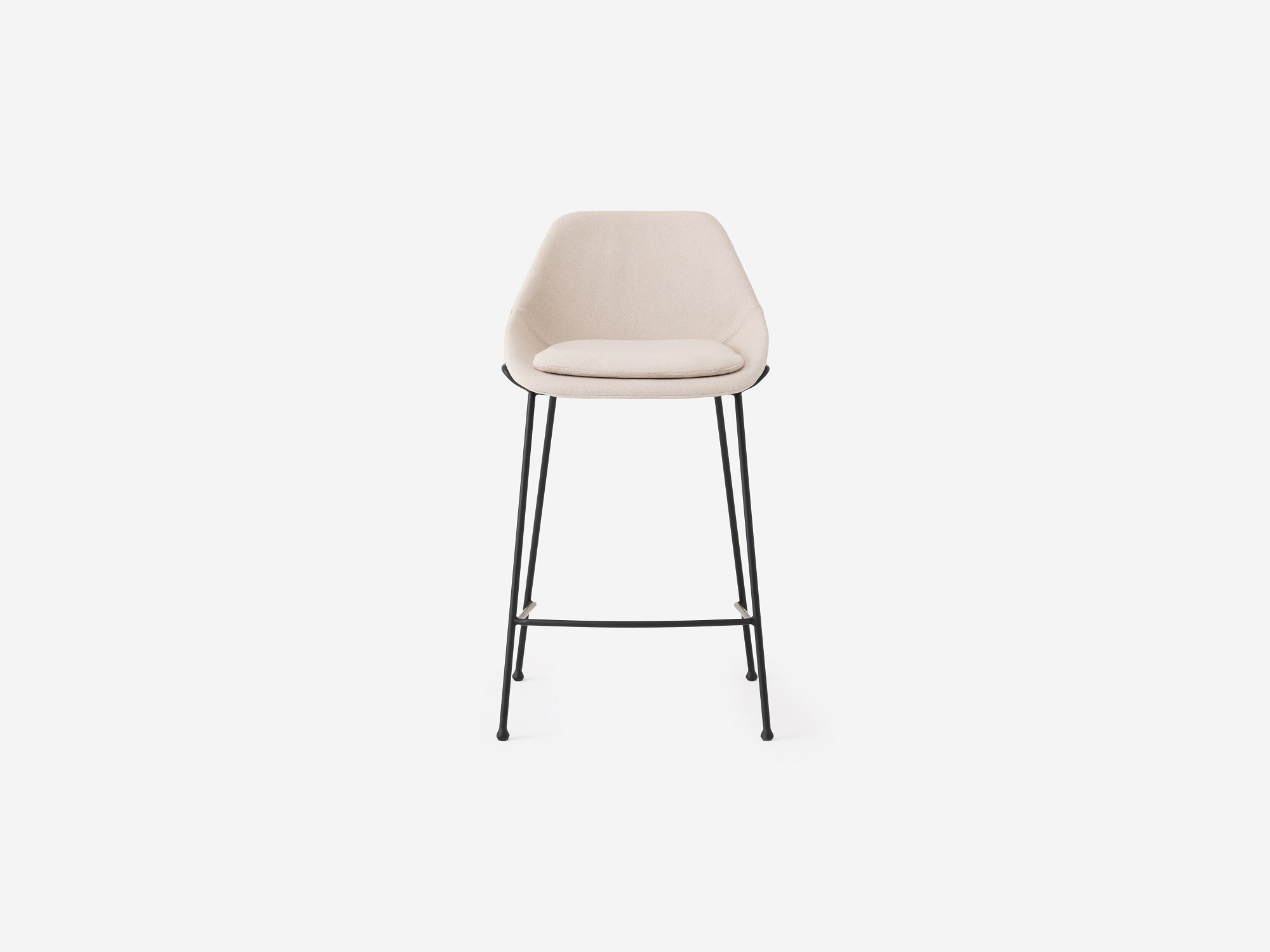 Front view of the Nixon counter stool in white fabric