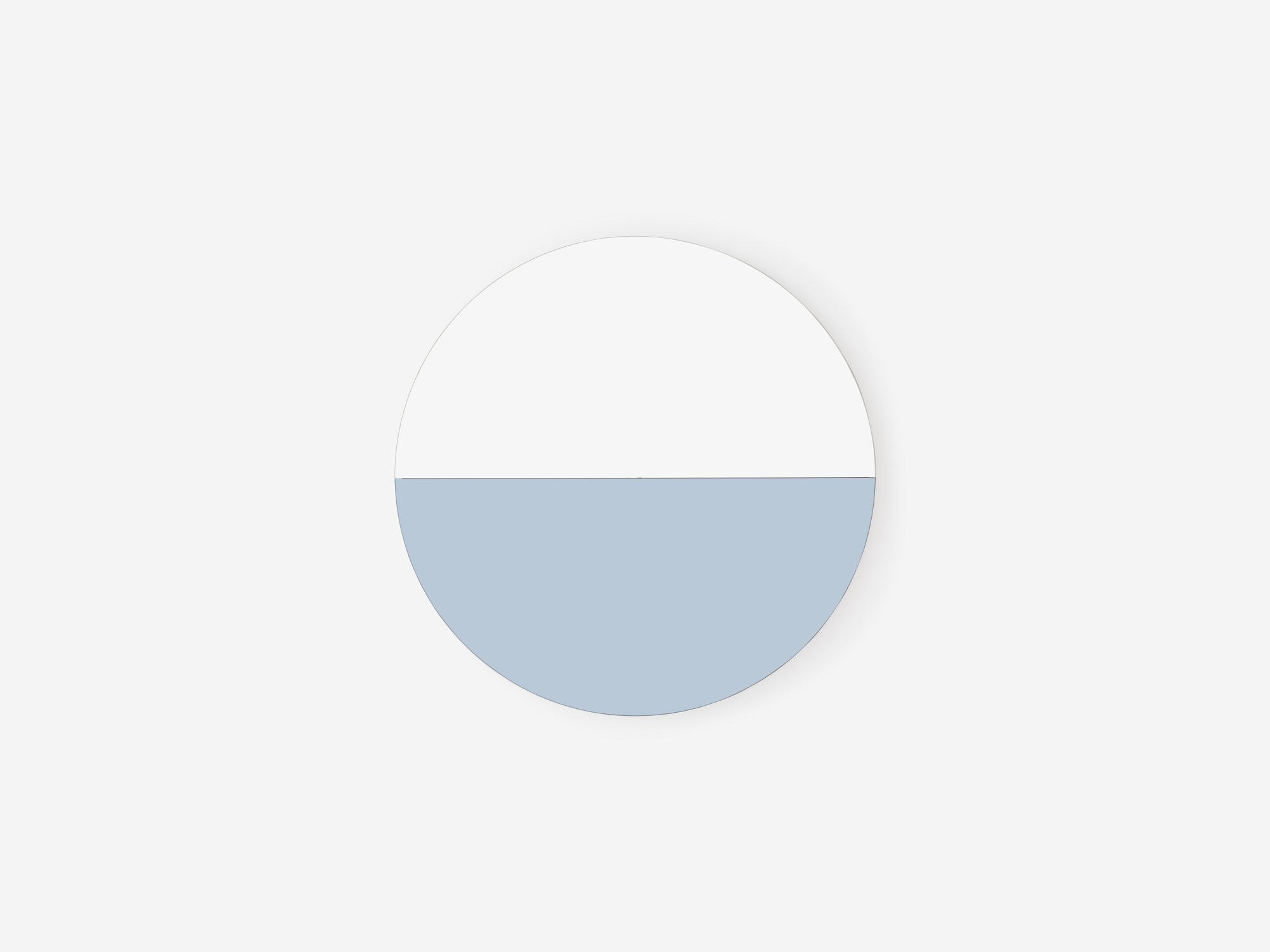 Front view of silver and blue round wall mirror