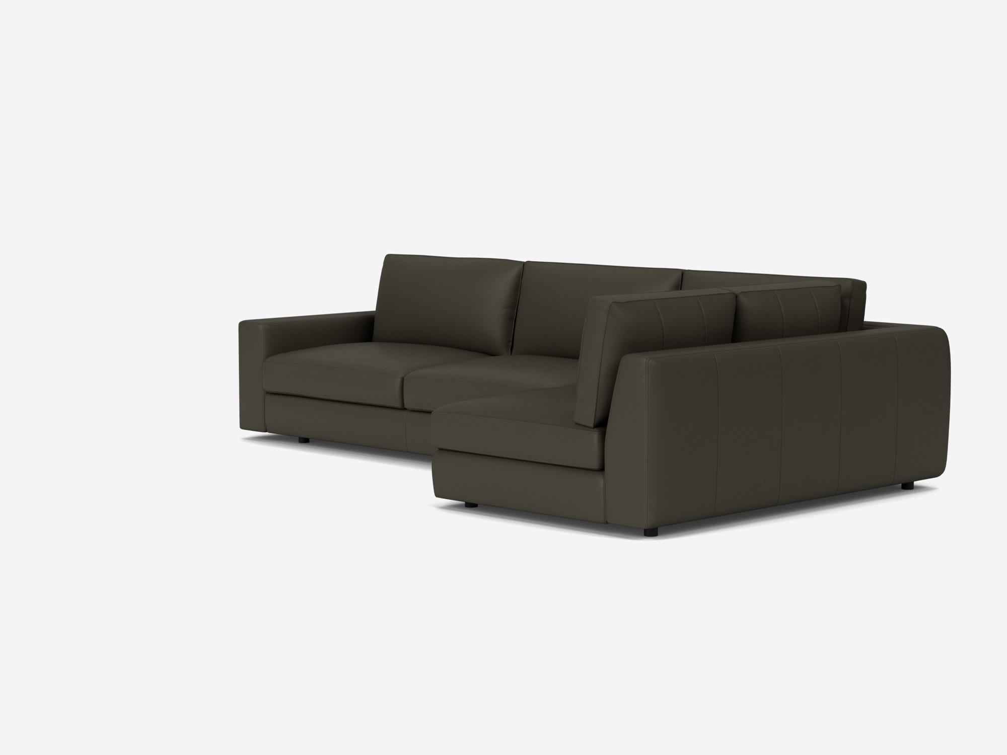 Angled view of the Cello modular sofa in grey leather right hand facing