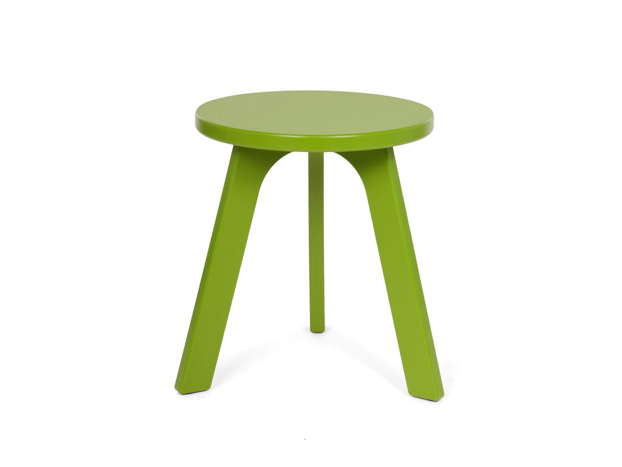 Front view of the Loll outdoor milk stool in leaf green