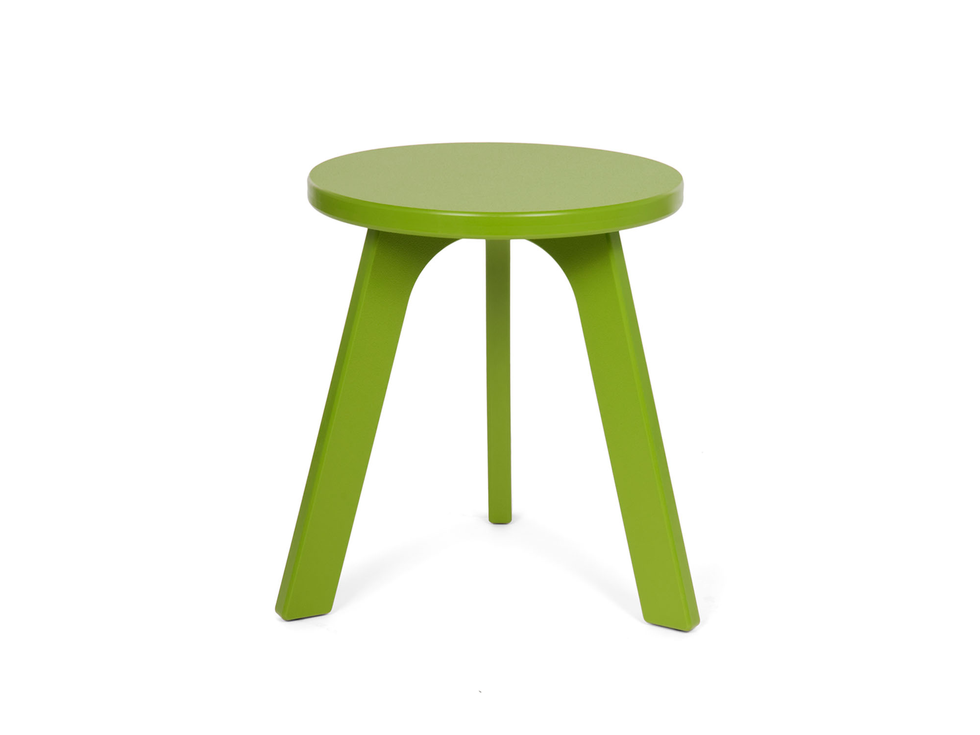 Front view of the Loll outdoor milk stool in leaf green