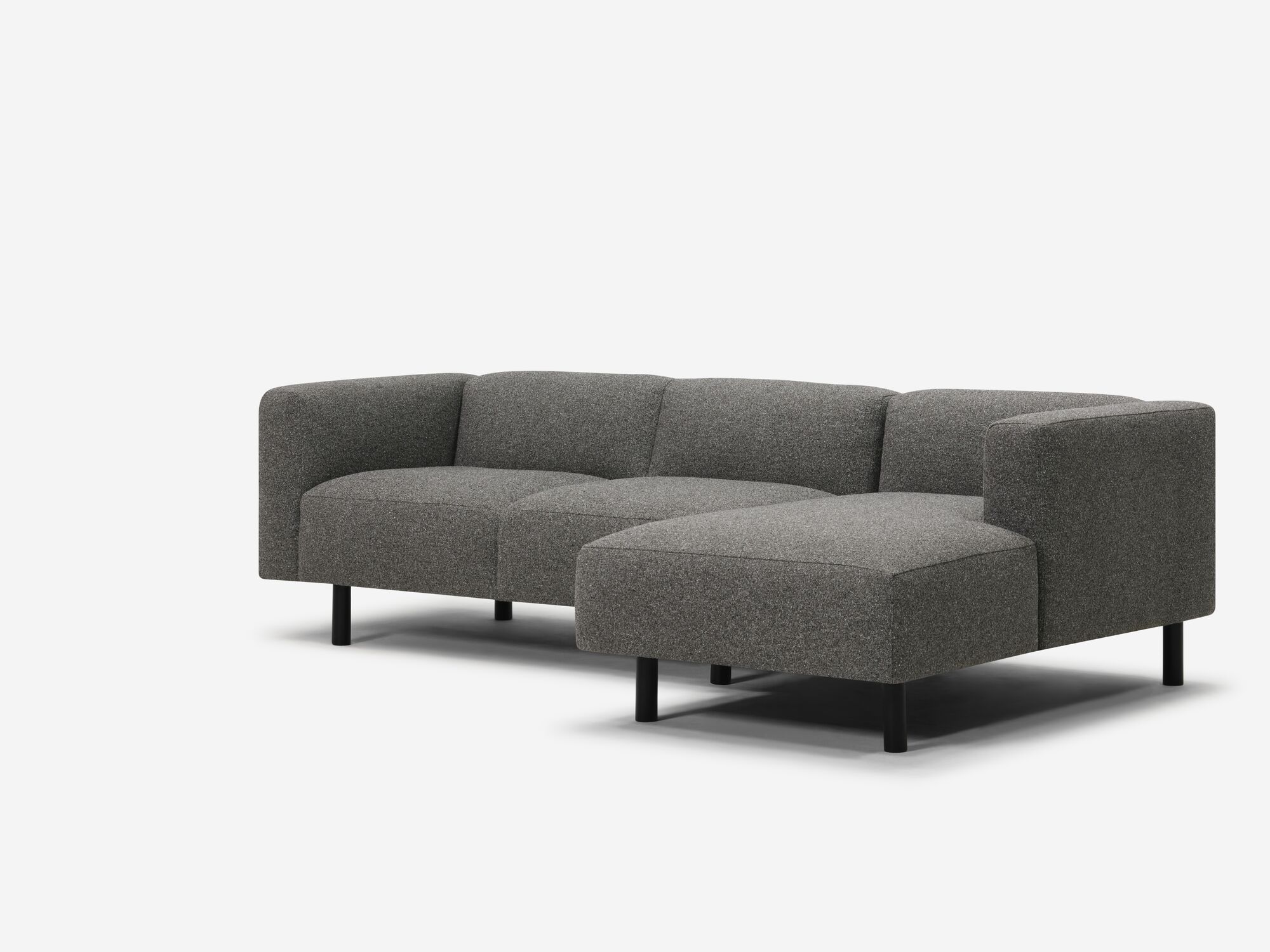 Right angle view of dark grey sectional