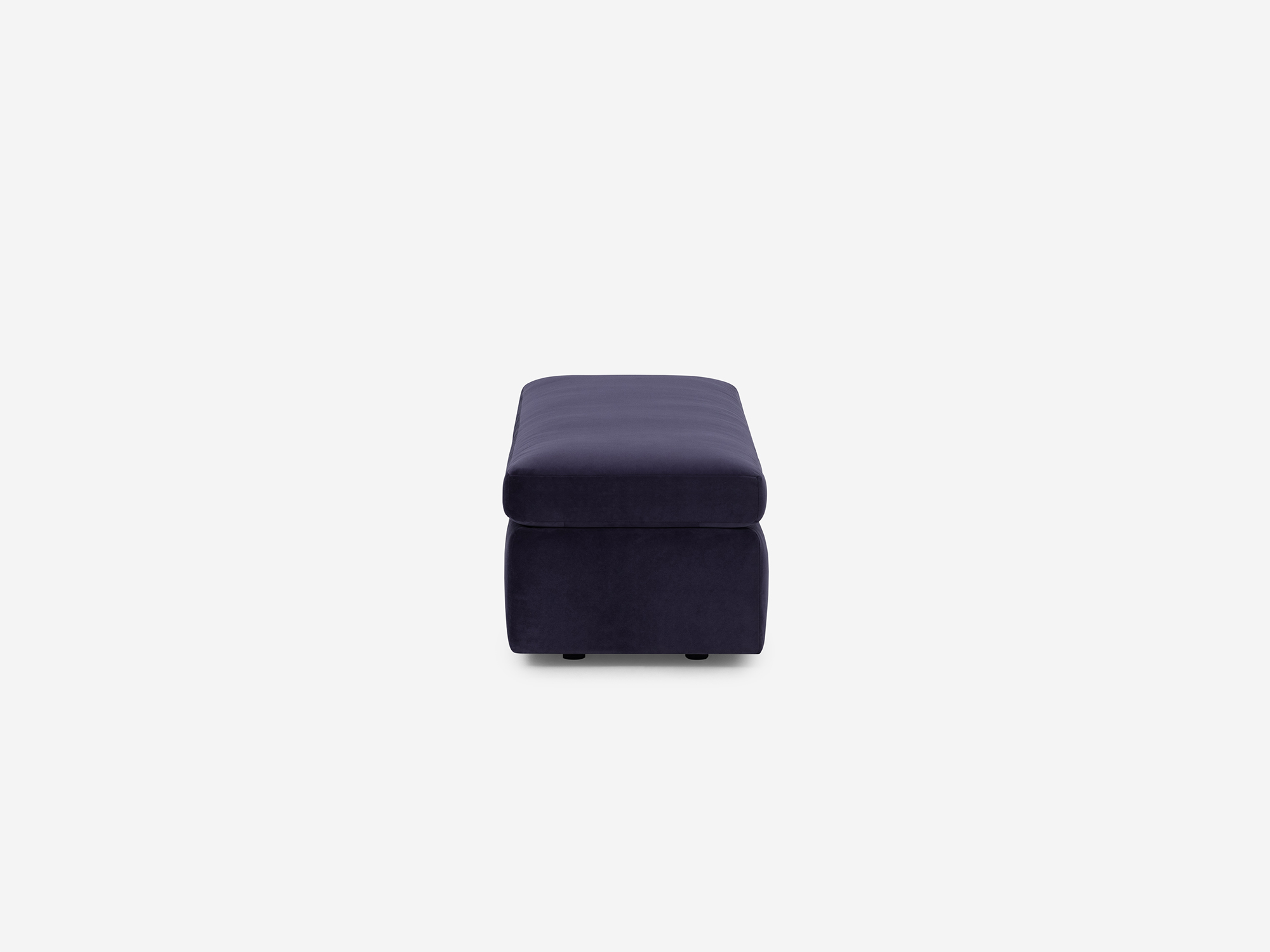 Side view of the Cello medium velvet storage bench ottoman