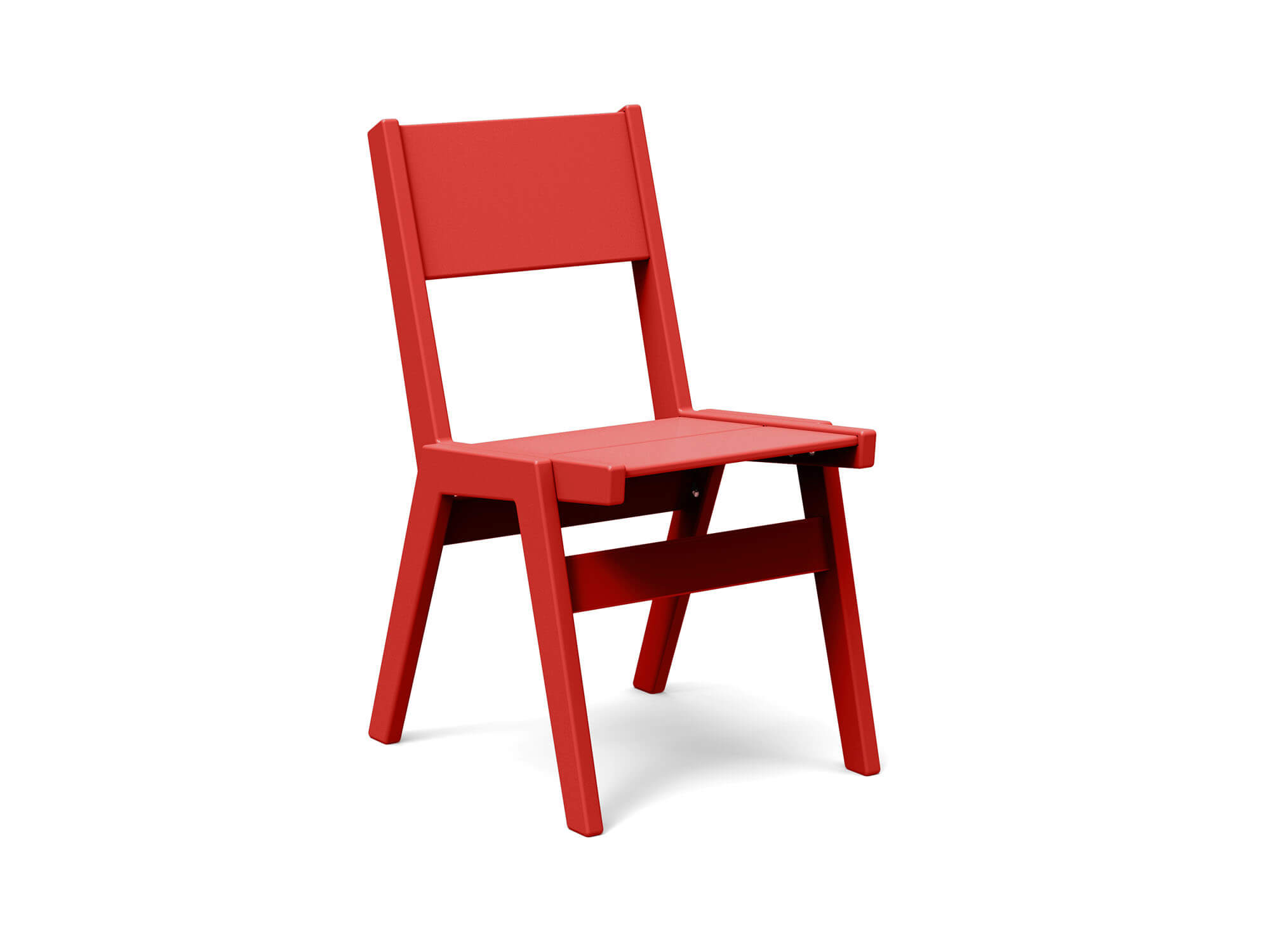 Front view of red outdoor dining chair