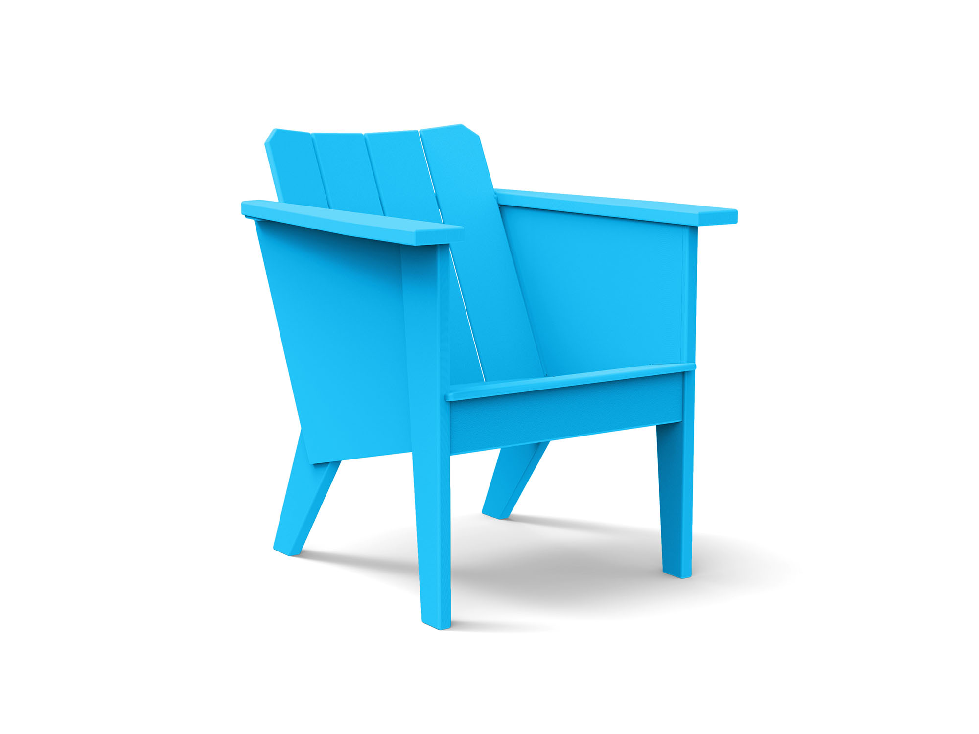 Vue de face de la chaise longue extérieure bleu ciel