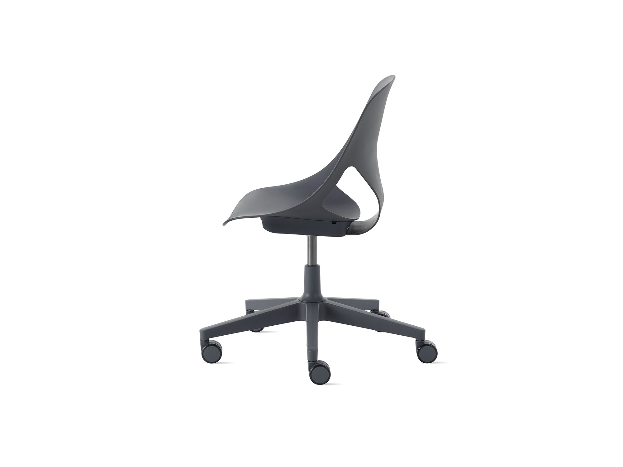 Carbon Zeph Side Chair with no cushion side view