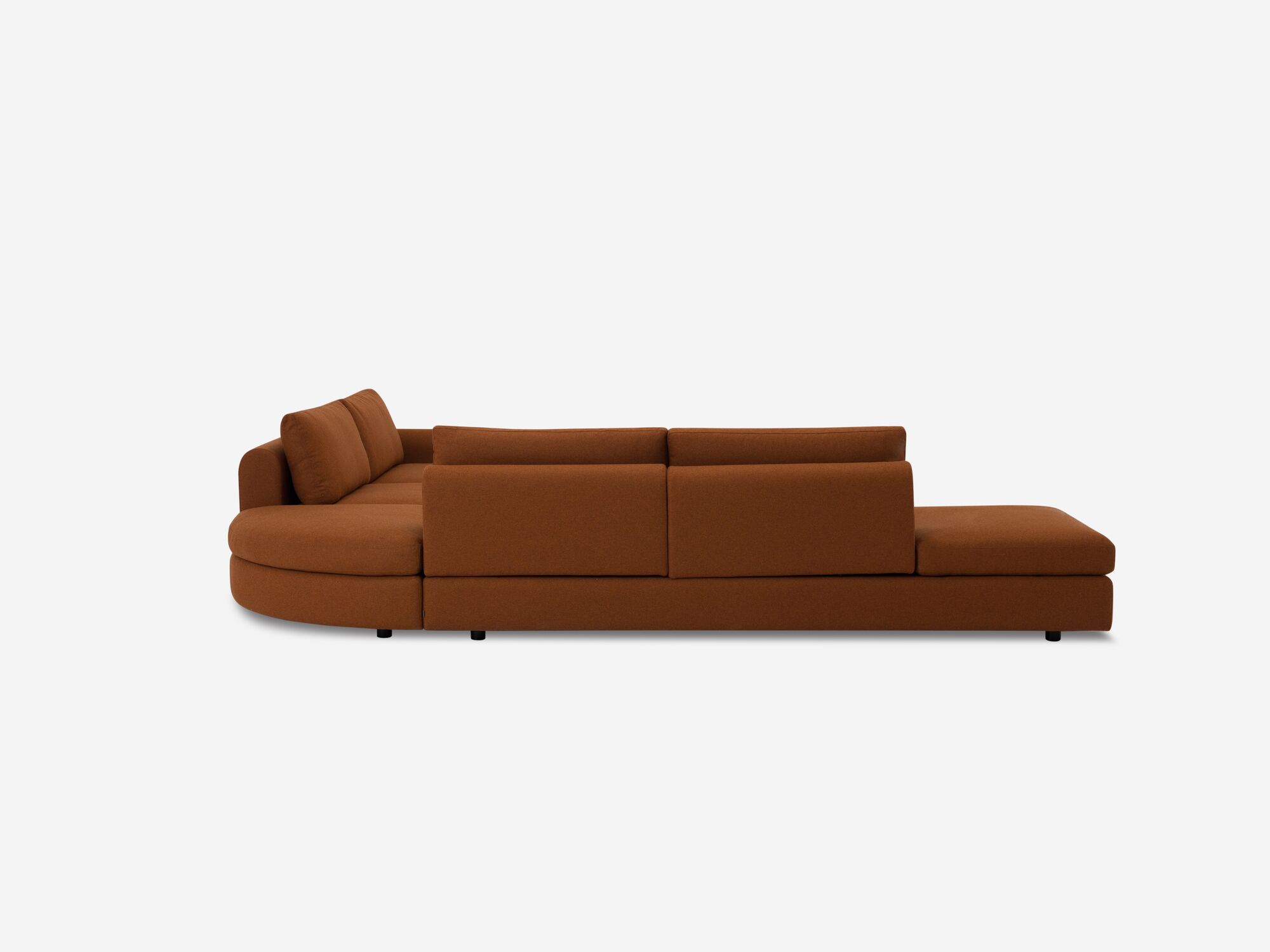 Burnt orange sectional sofa left side view