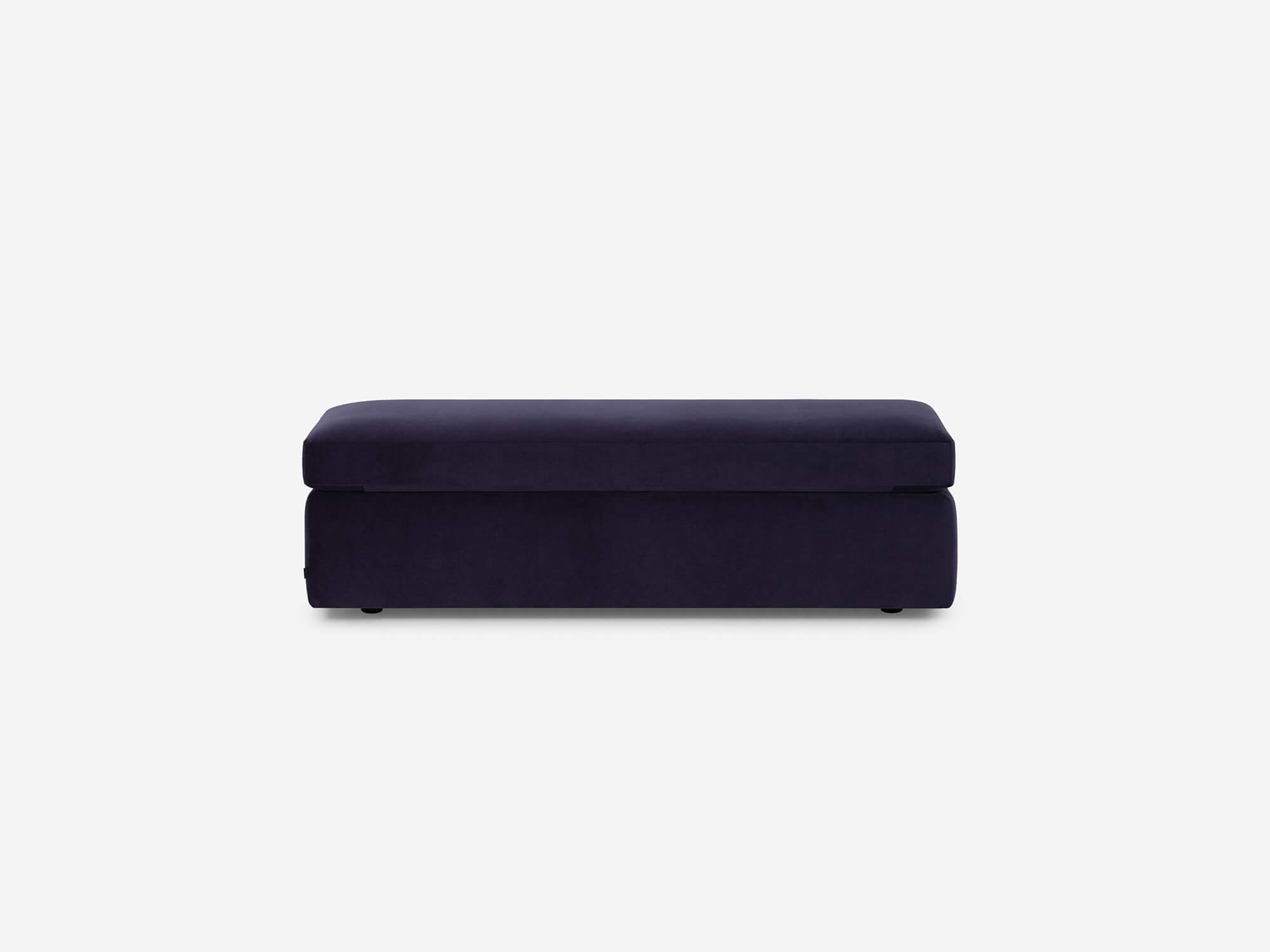 Front view of the Cello medium velvet storage bench ottoman