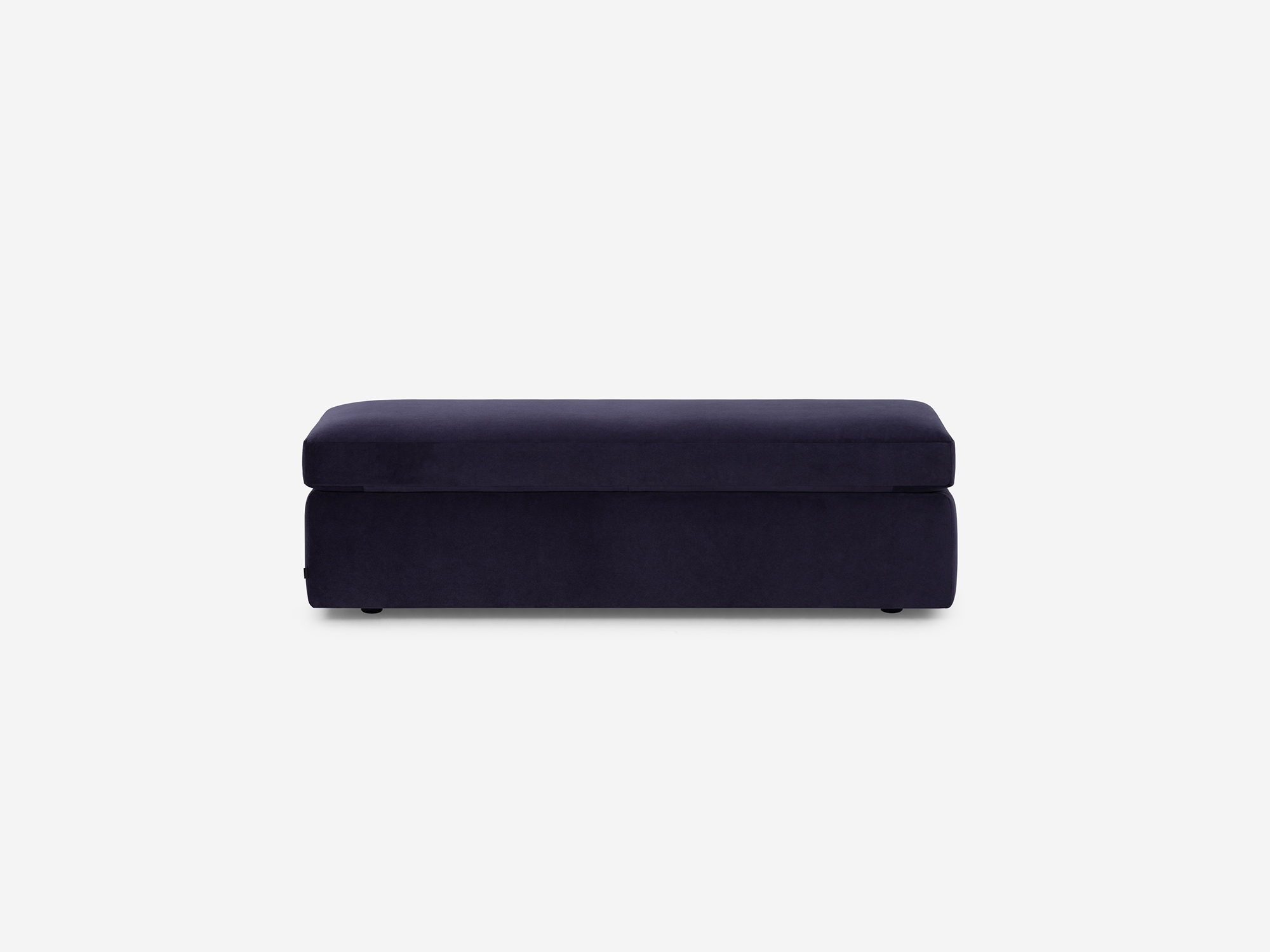 Front view of the Cello medium velvet storage bench ottoman