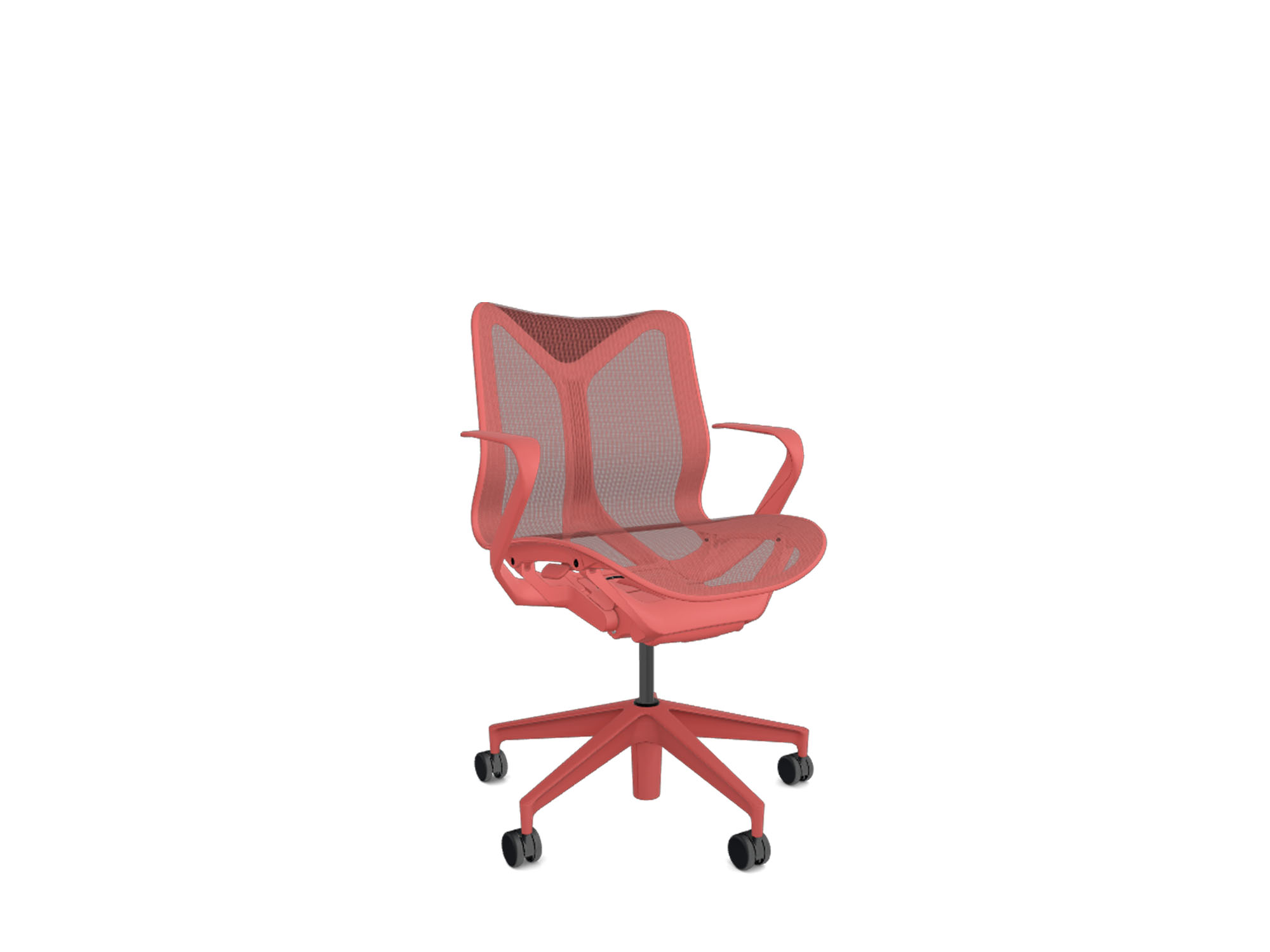 Front view of low back red cosm ergonomic office chair