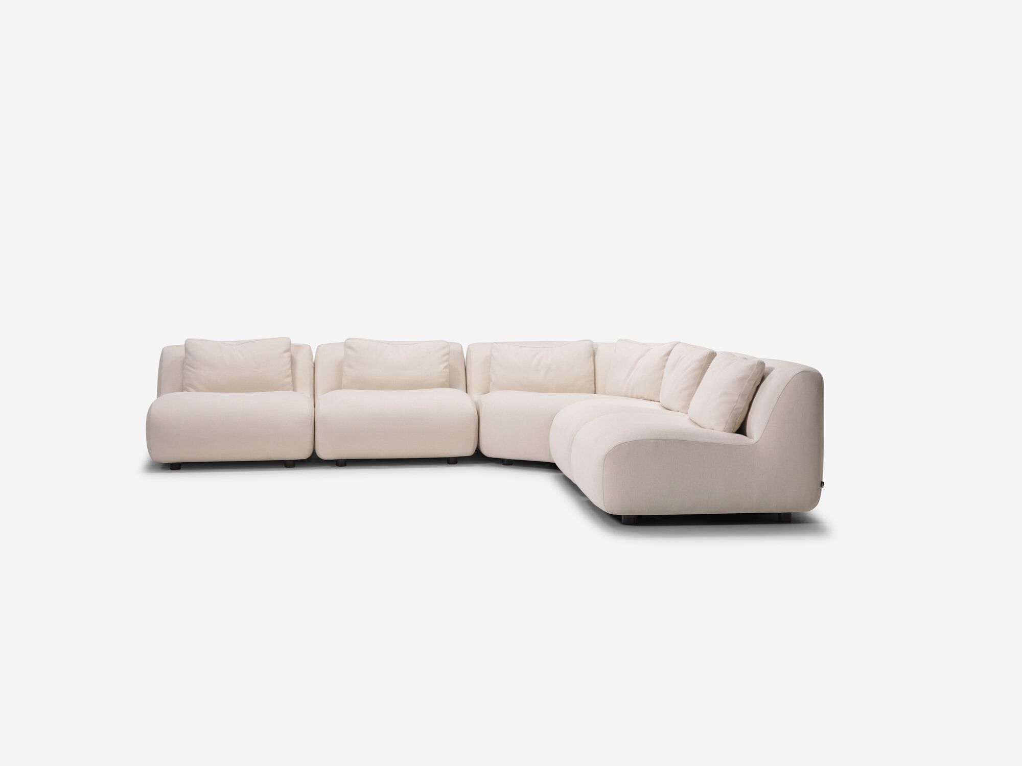 Beige curved sectional right side view