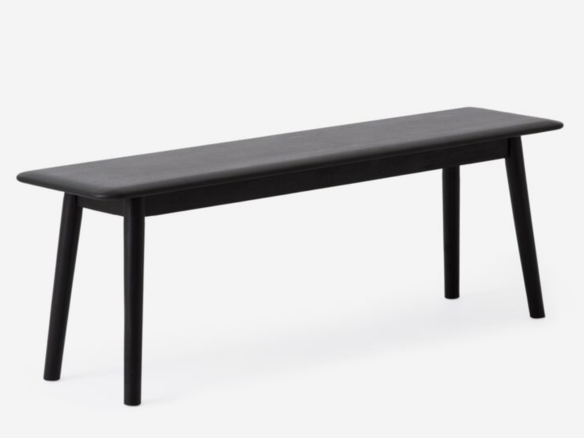 Angled view of Kacia large dining bench in black