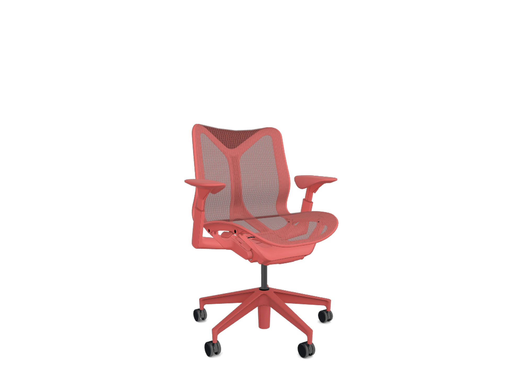 Low back adjustable arms red cosm ergonomic office chair front view