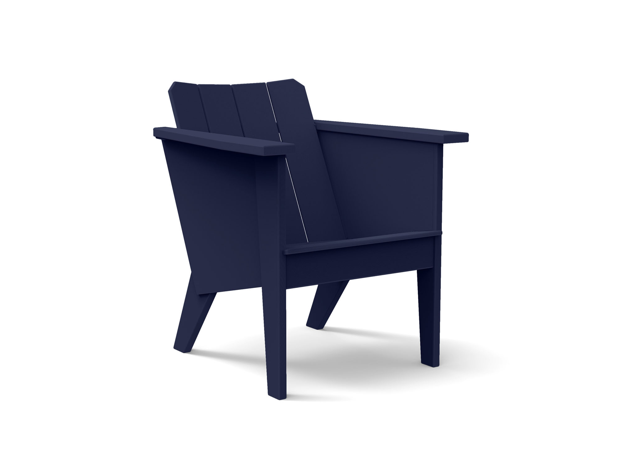 Vue de face de la chaise longue extérieure bleu marine