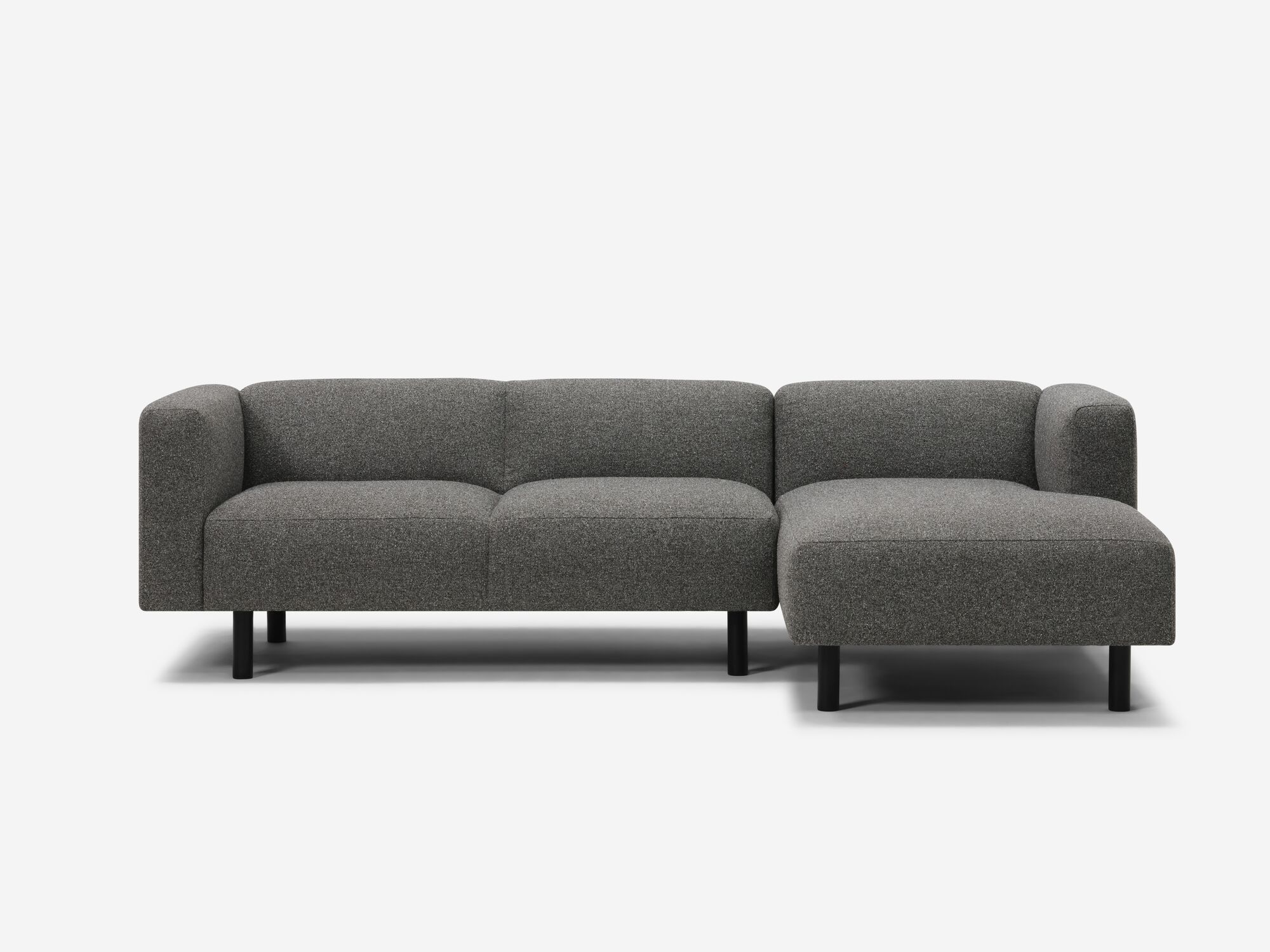 Dark grey sectional with right hand chaise front view