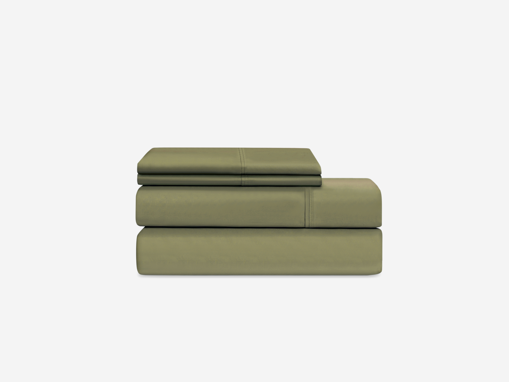 Side view of organic cotton bed sheets in green