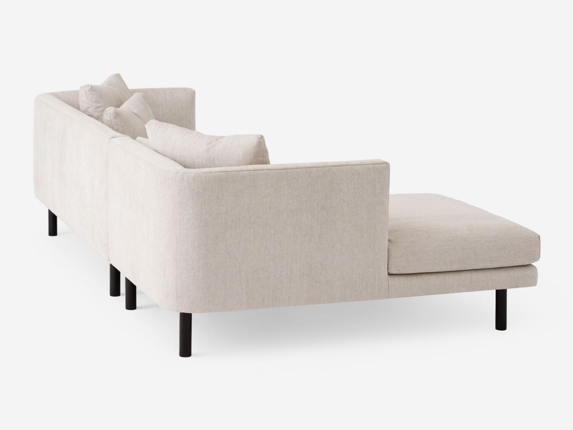 Side view of the Replay 2-piece modular sofa in beige fabric