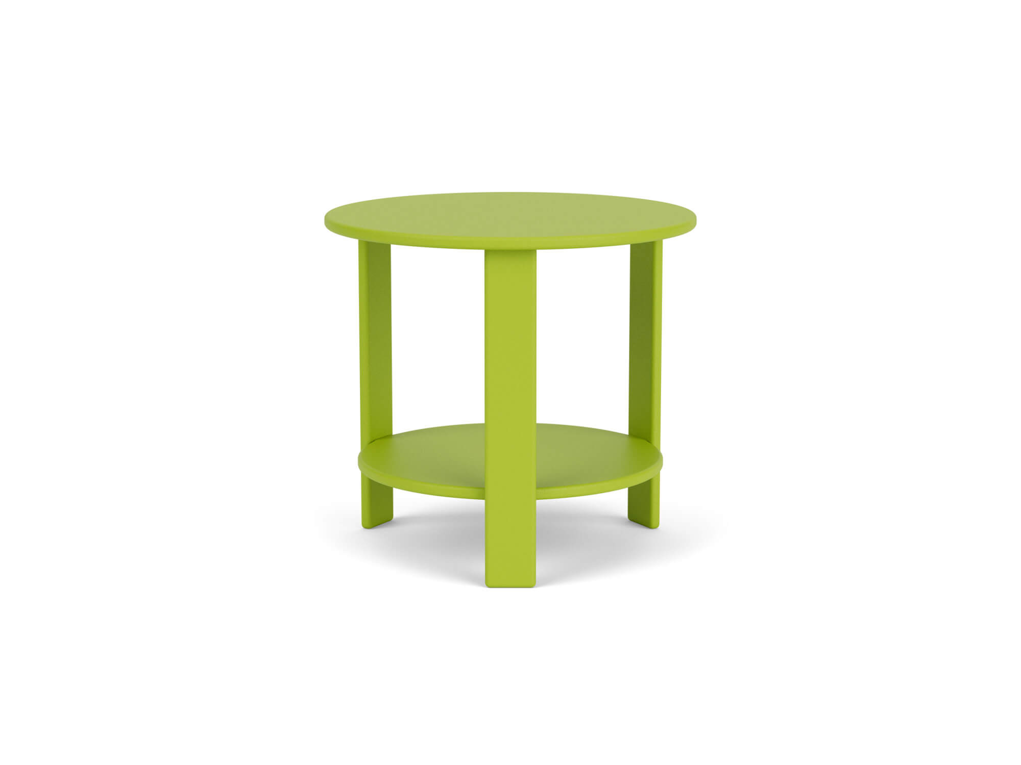 Front view of outdoor End Table in green recycled plastic