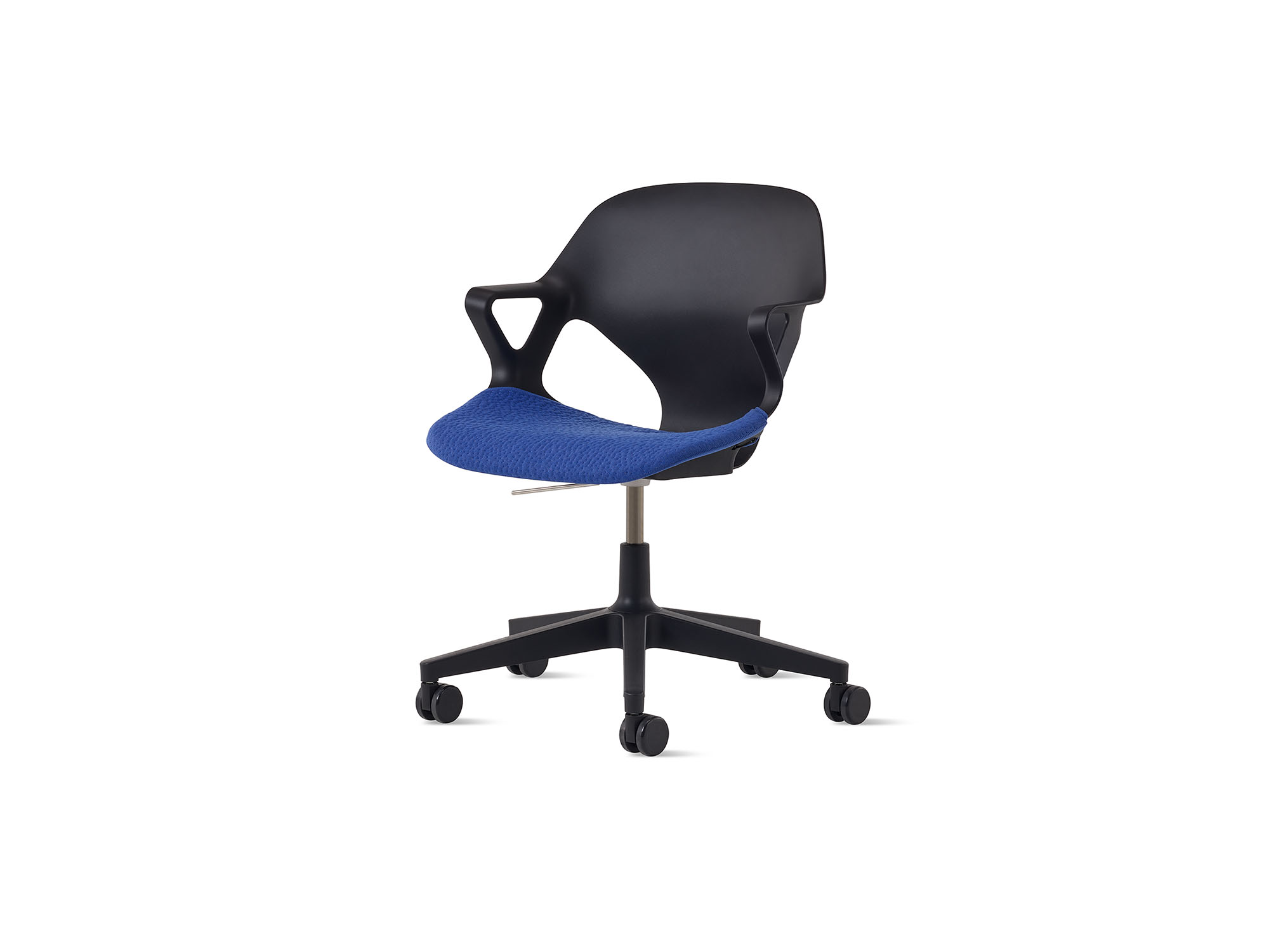 Black Zeph armchair with bell cushion front angle view