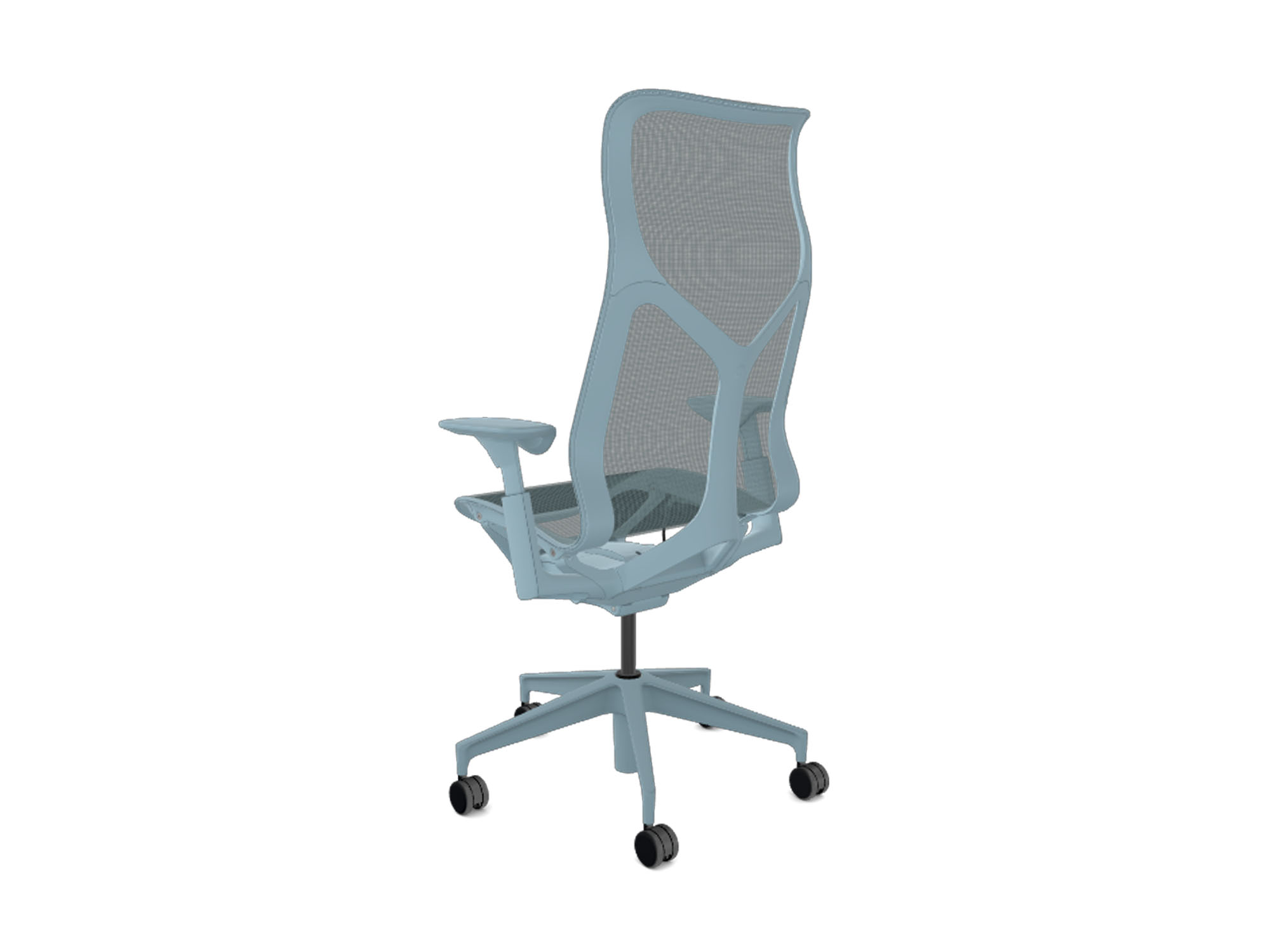 High back adjustable arms glacier cosm ergonomic office chair back view