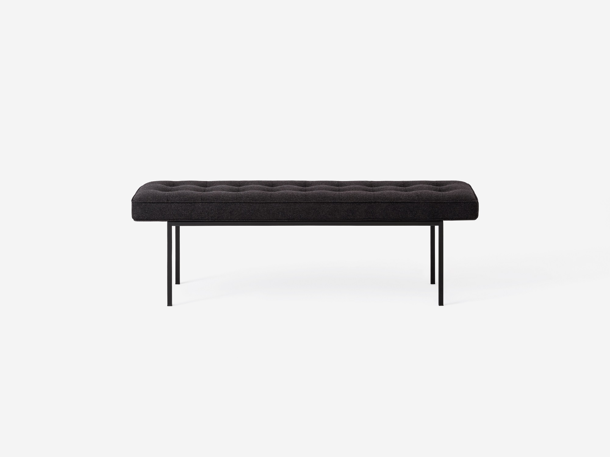 Side view of the Bank mid century daybed in black fabric