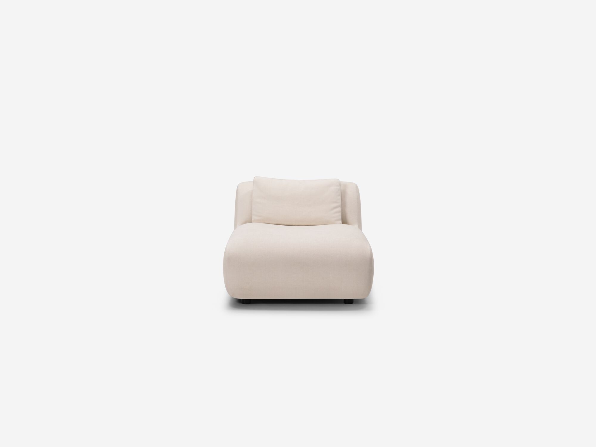 Front view of white armless chaise