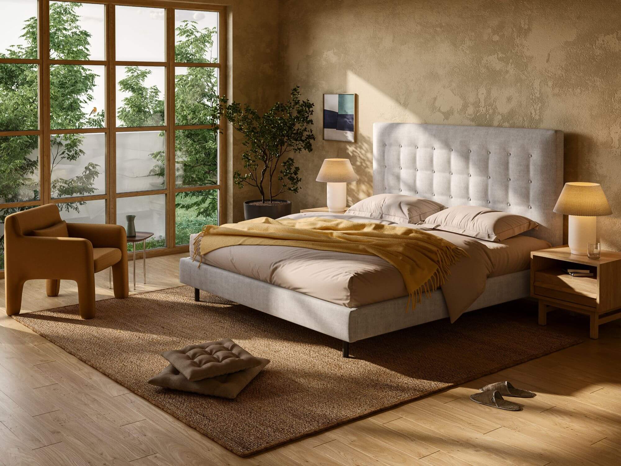 Nara King Bed - Arctic Pebble | EQ3