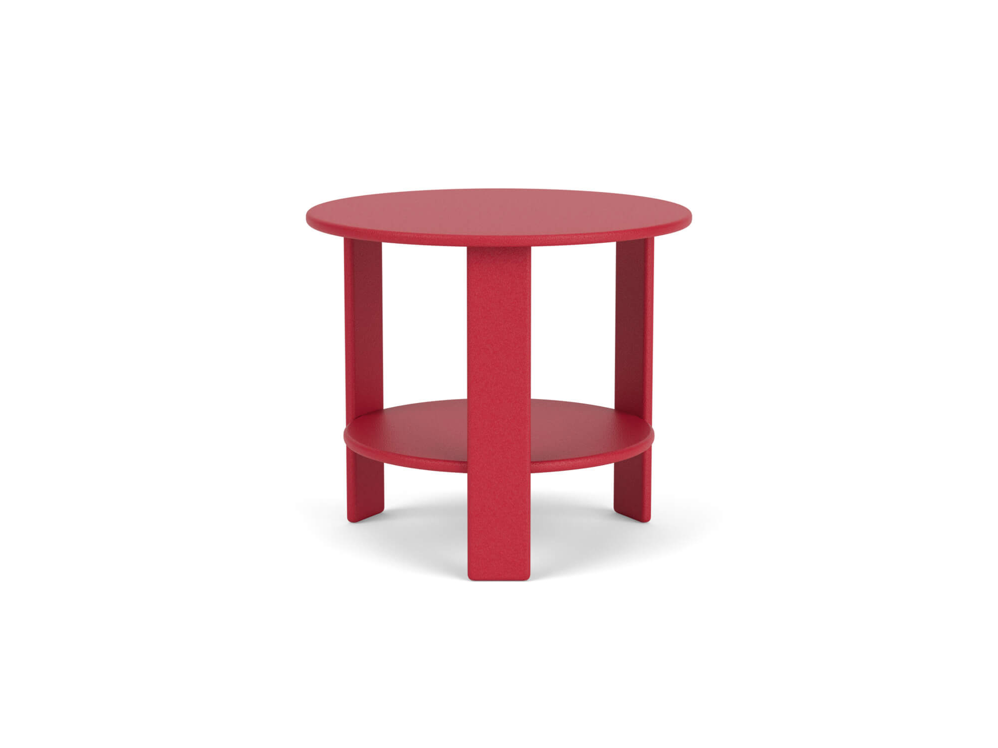 Table d'appoint d'extérieur en plastique recyclé rouge vue de face
