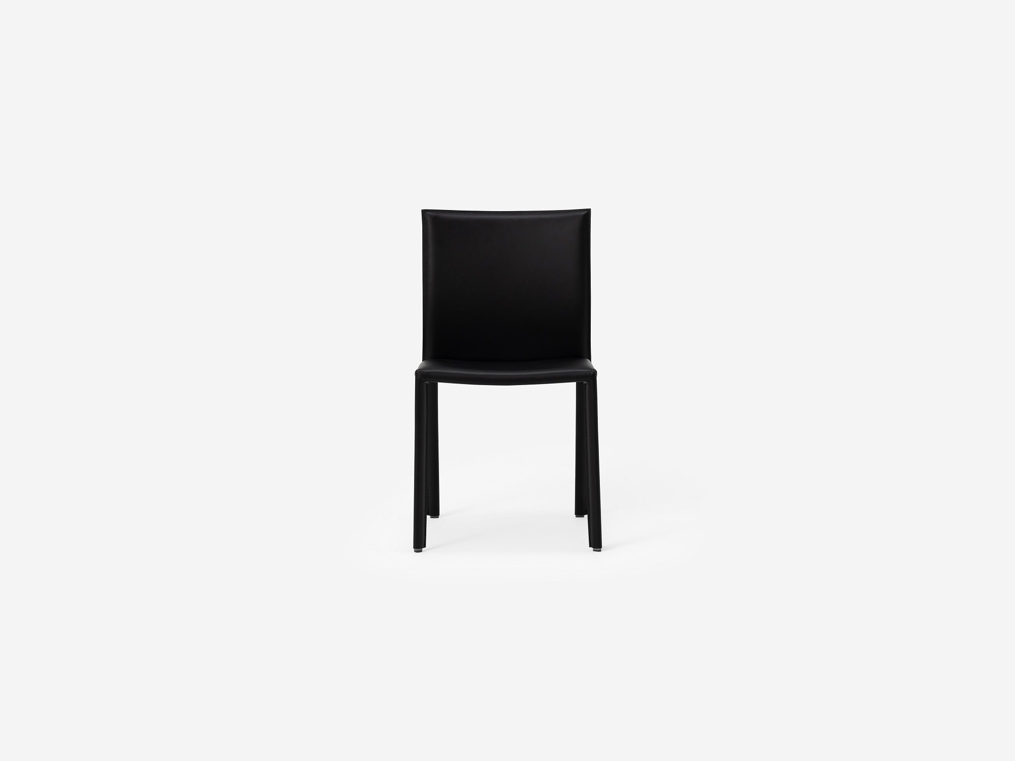 Side view of the Acel Mid Century Dining Chair in black leather