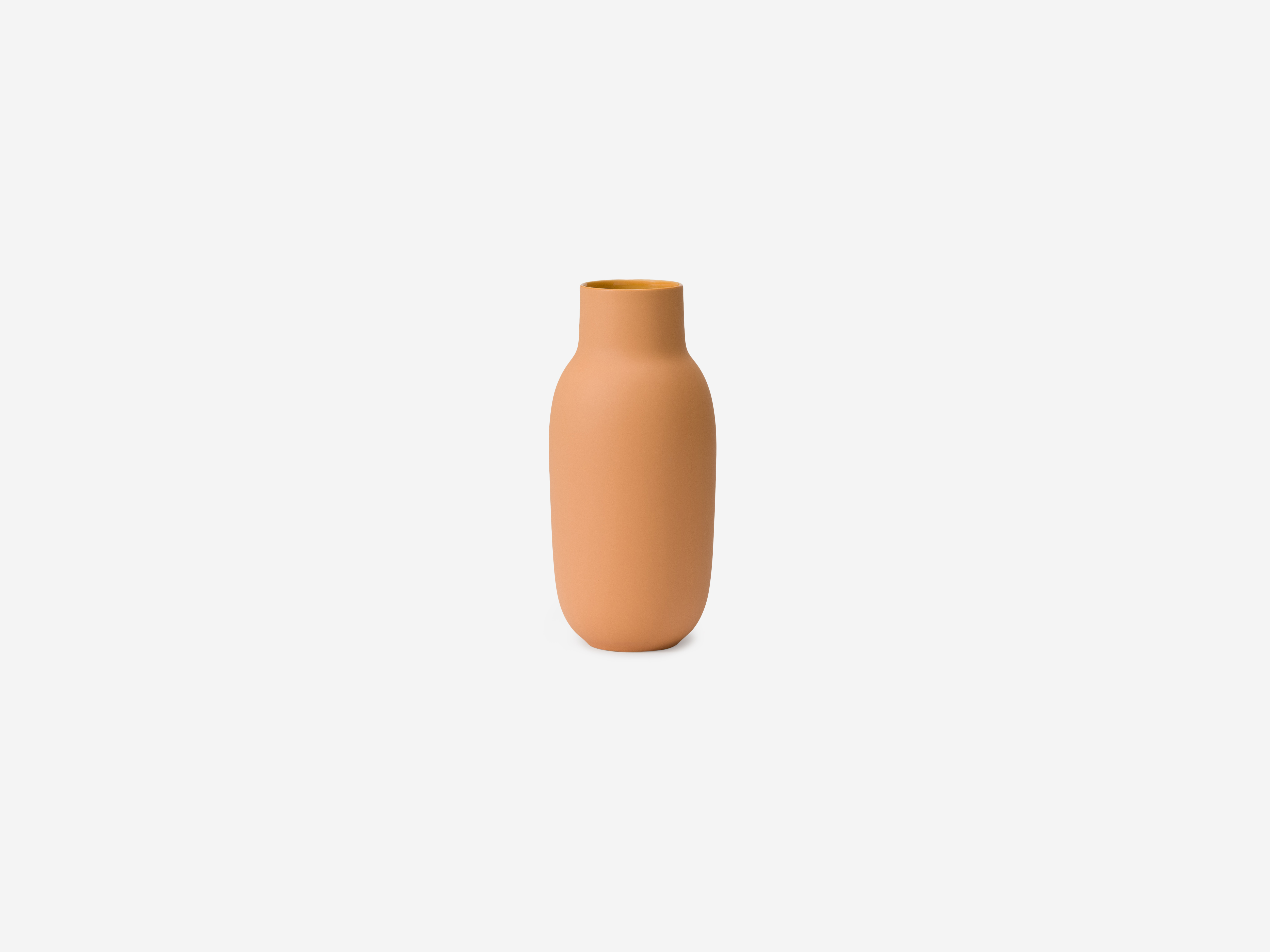 Front view of extra large orange ceramic vase