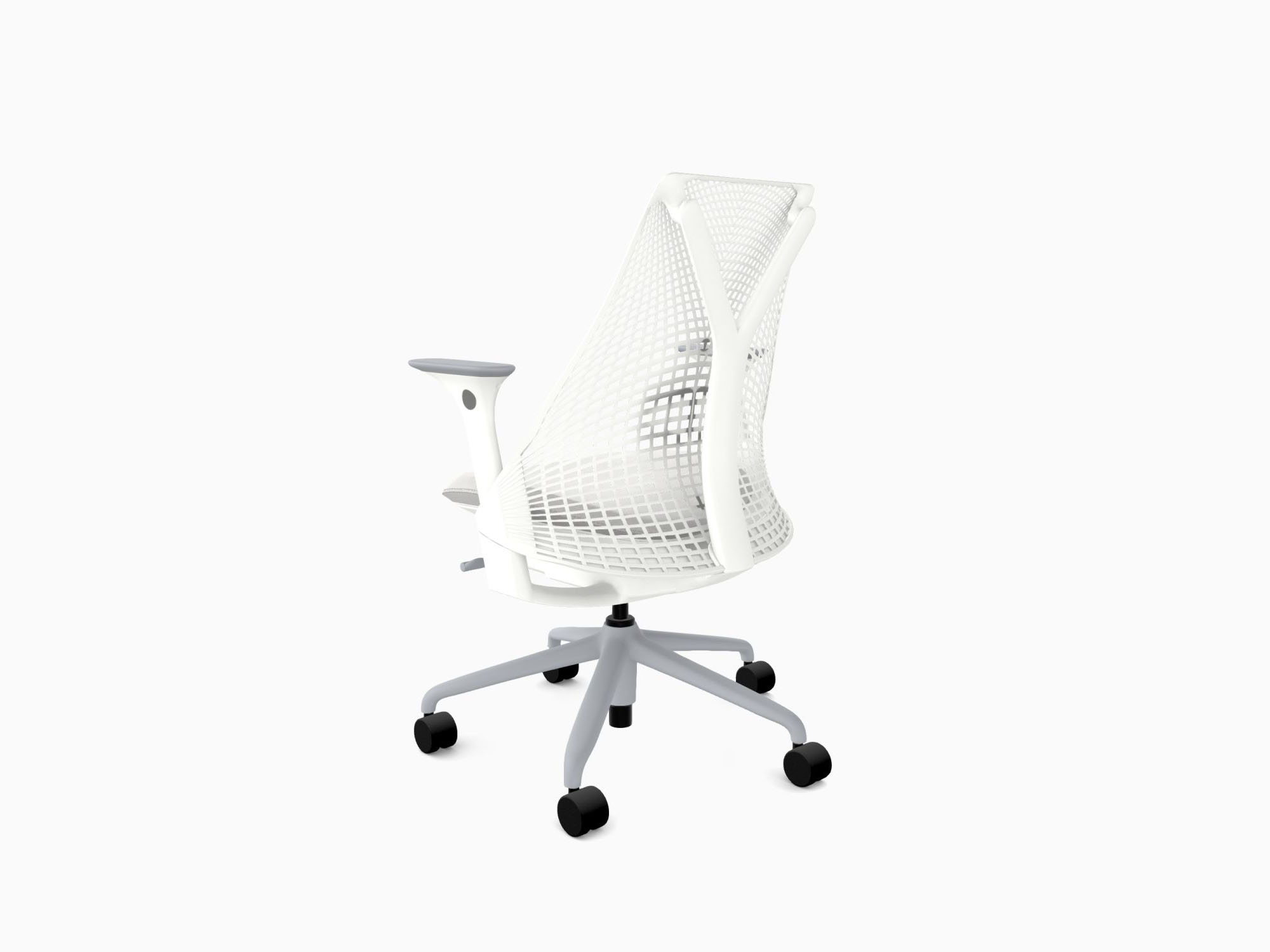 Herman Miller office chair with fog base in crepe mineral back angle view