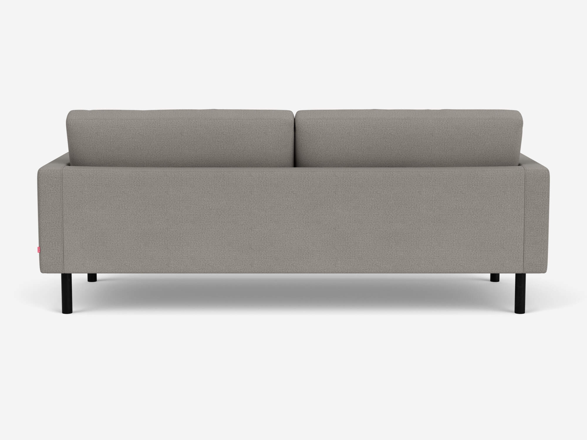 Back view of grey tufted two seat sofa