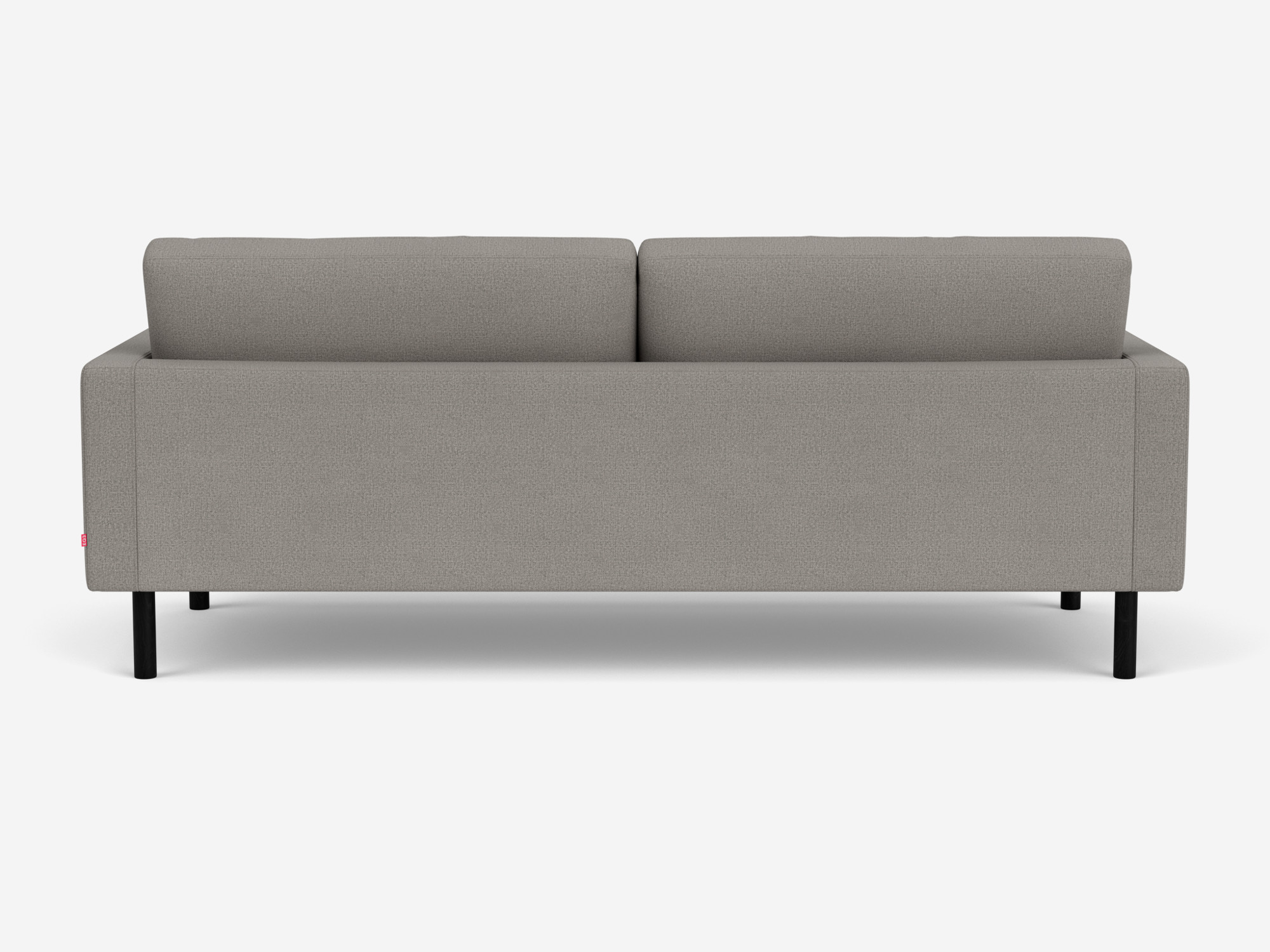 Back view of grey tufted two seat sofa