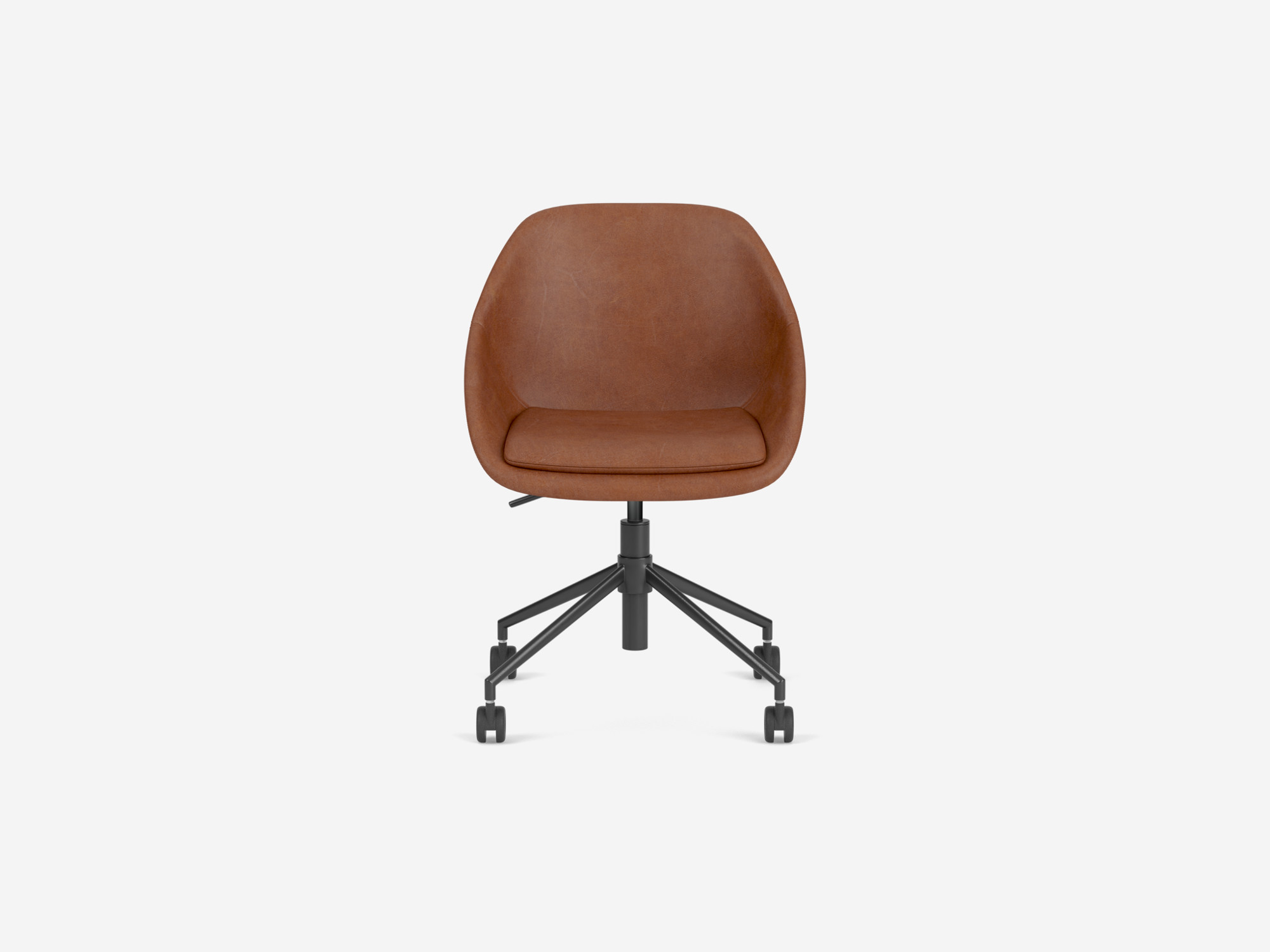 Front view of the modern office chair in brown leather