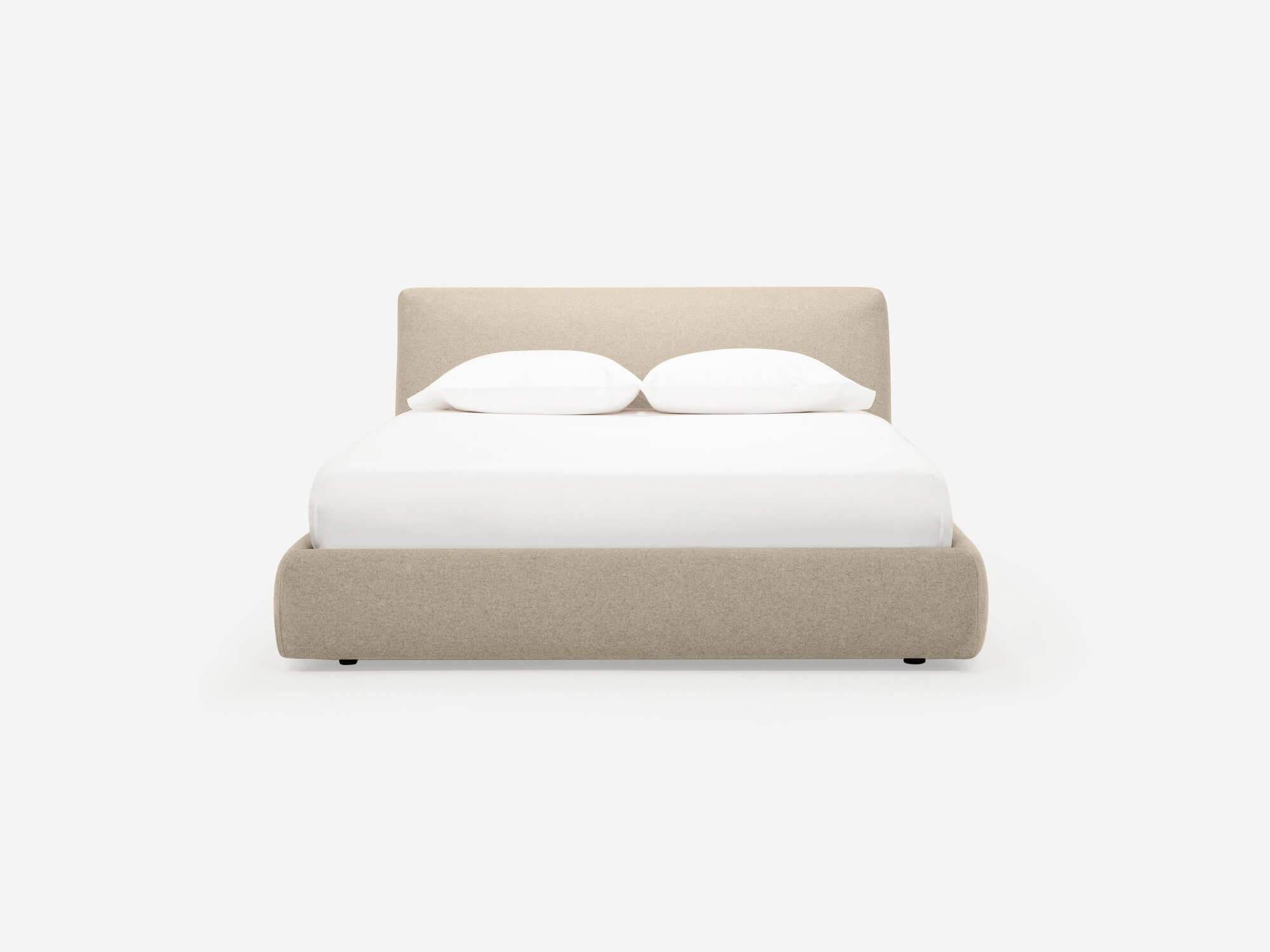 Front view of the Cello lift up storage bed upholstered in beige fabric