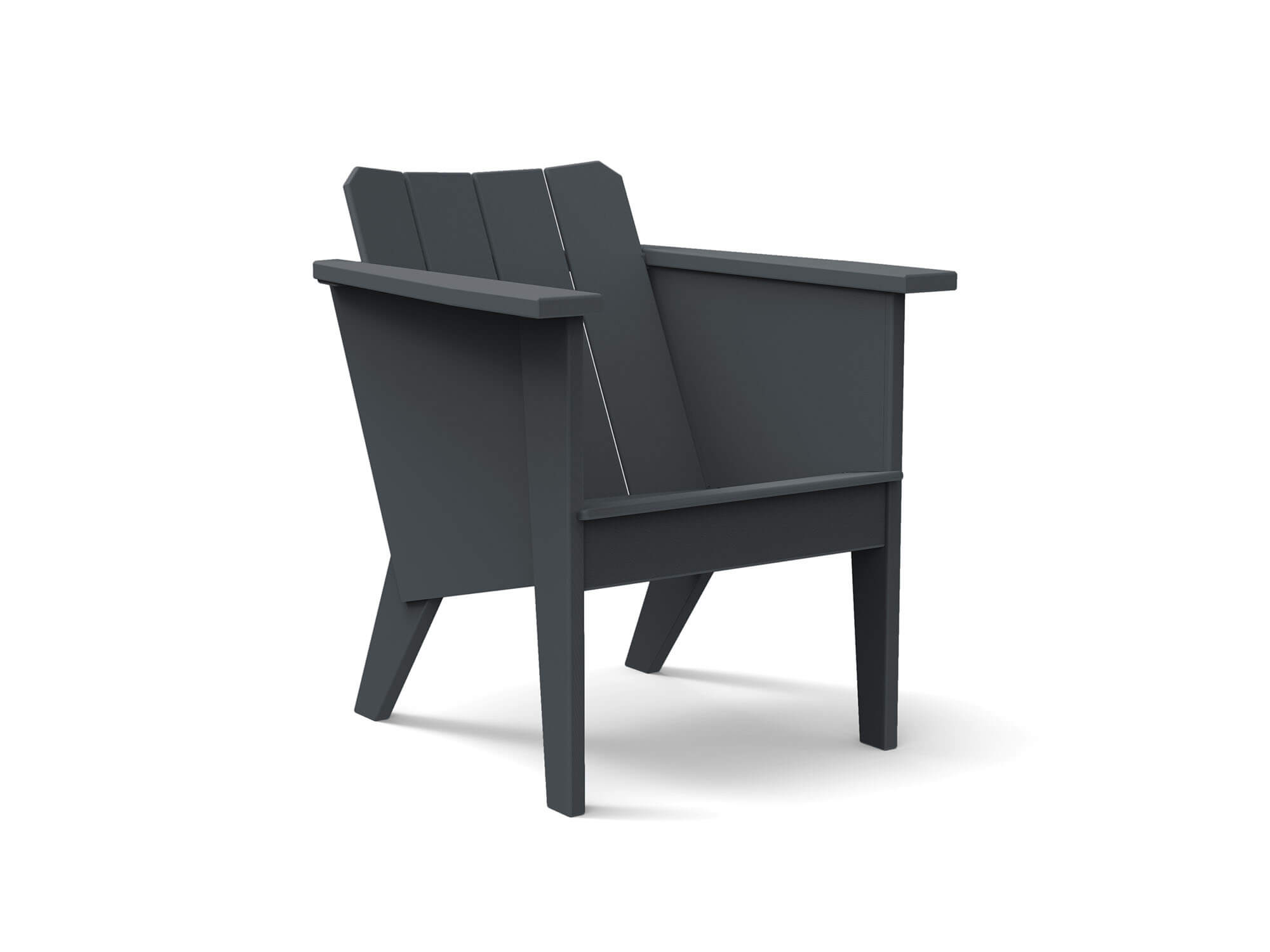 Vue de face de la chaise longue extérieure gris foncé