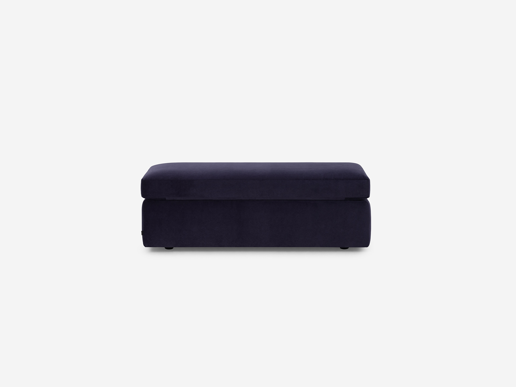 Front view of the Cello small velvet storage bench ottoman