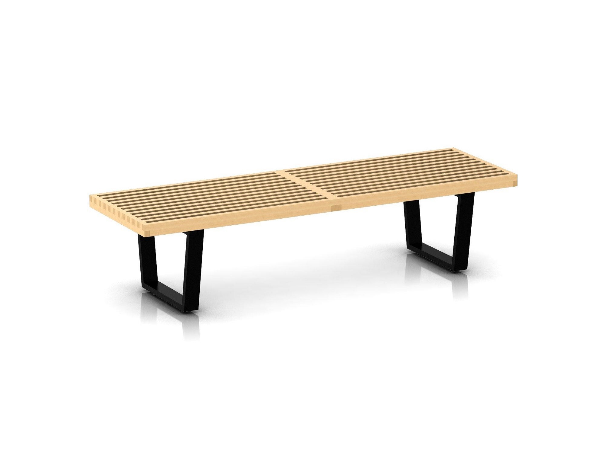 Left angle view of medium maple bench with wood legs