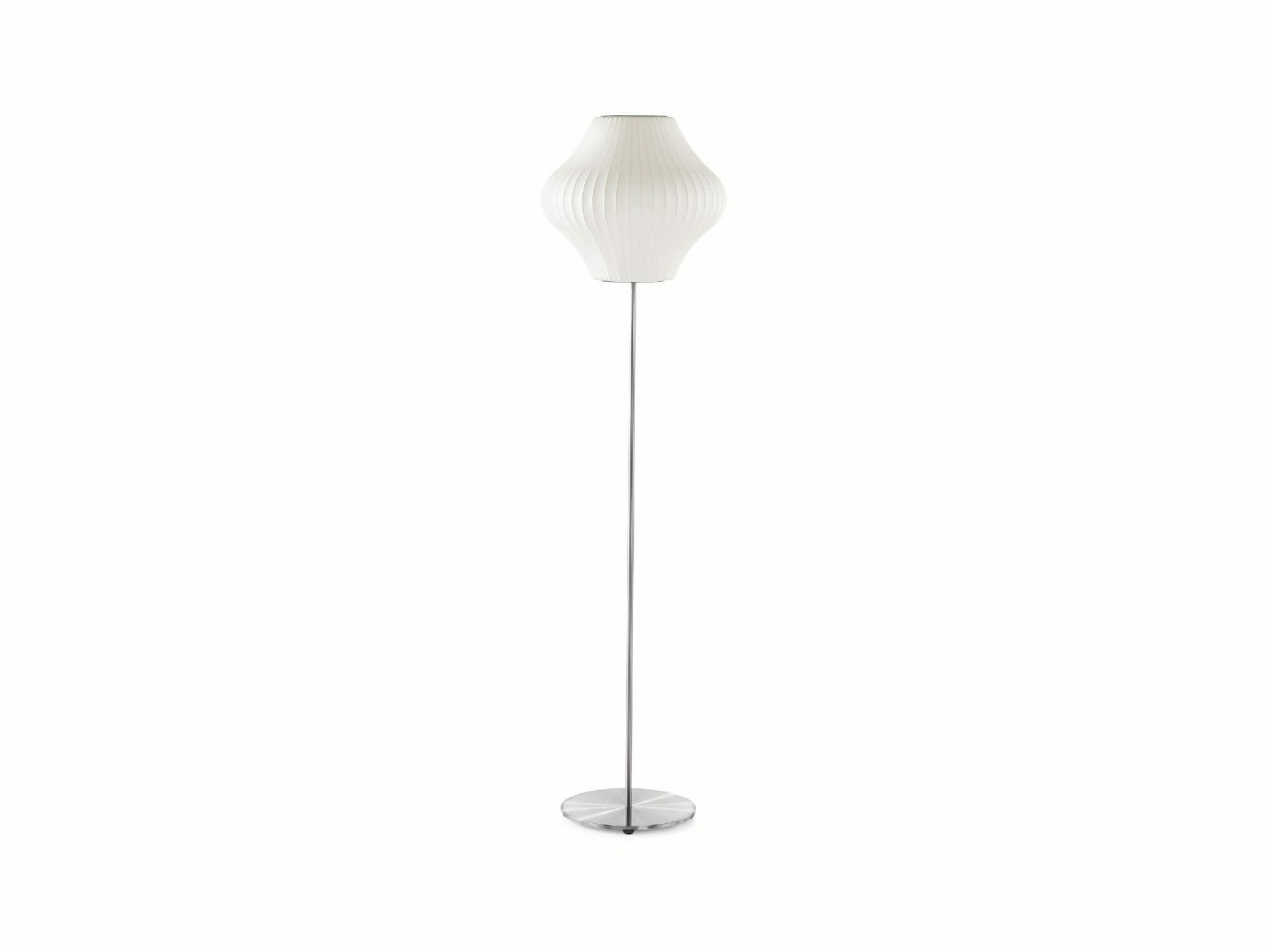 Front view of Nelson Pear Lotus Floor Lamp in Brushed Nickel