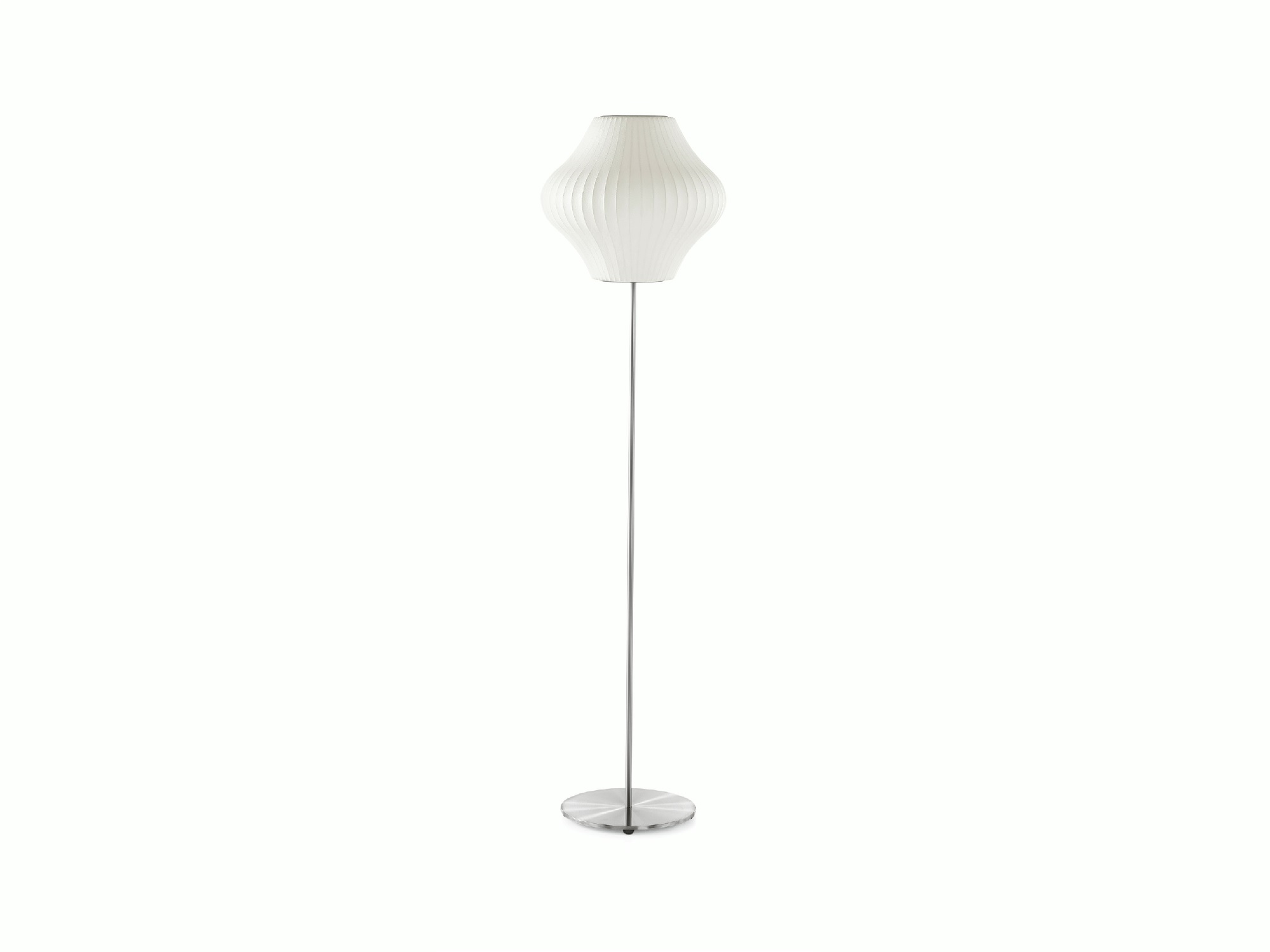 Front view of Nelson Pear Lotus Floor Lamp in Brushed Nickel