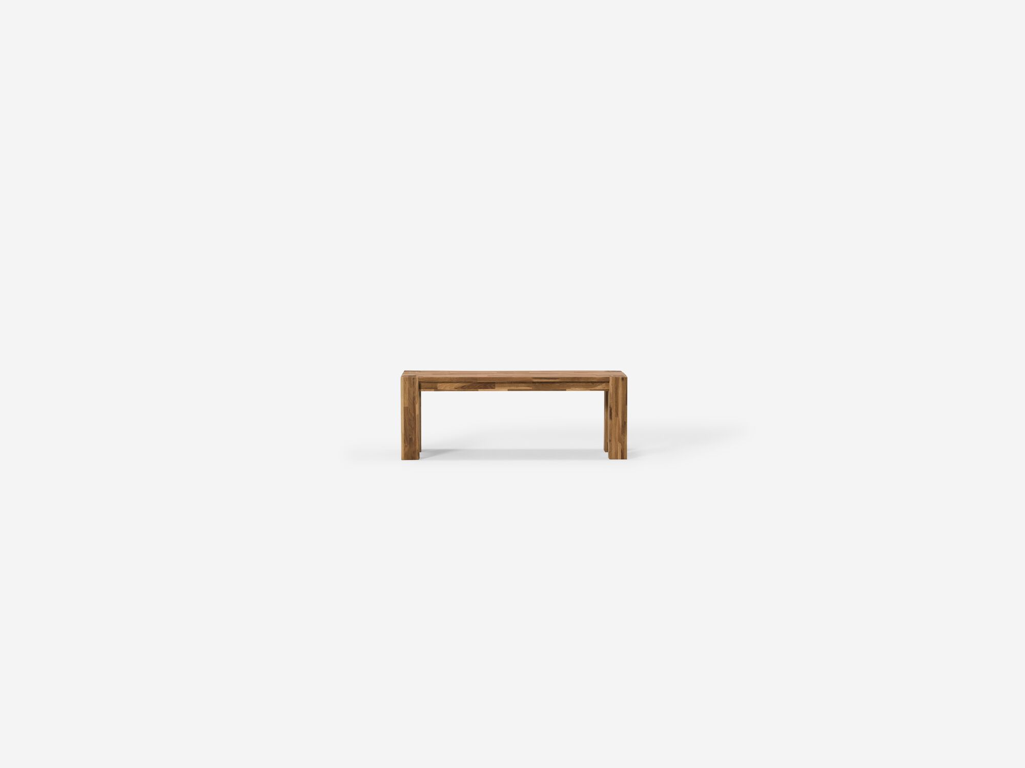 Front view of the small Harvest modern dining bench