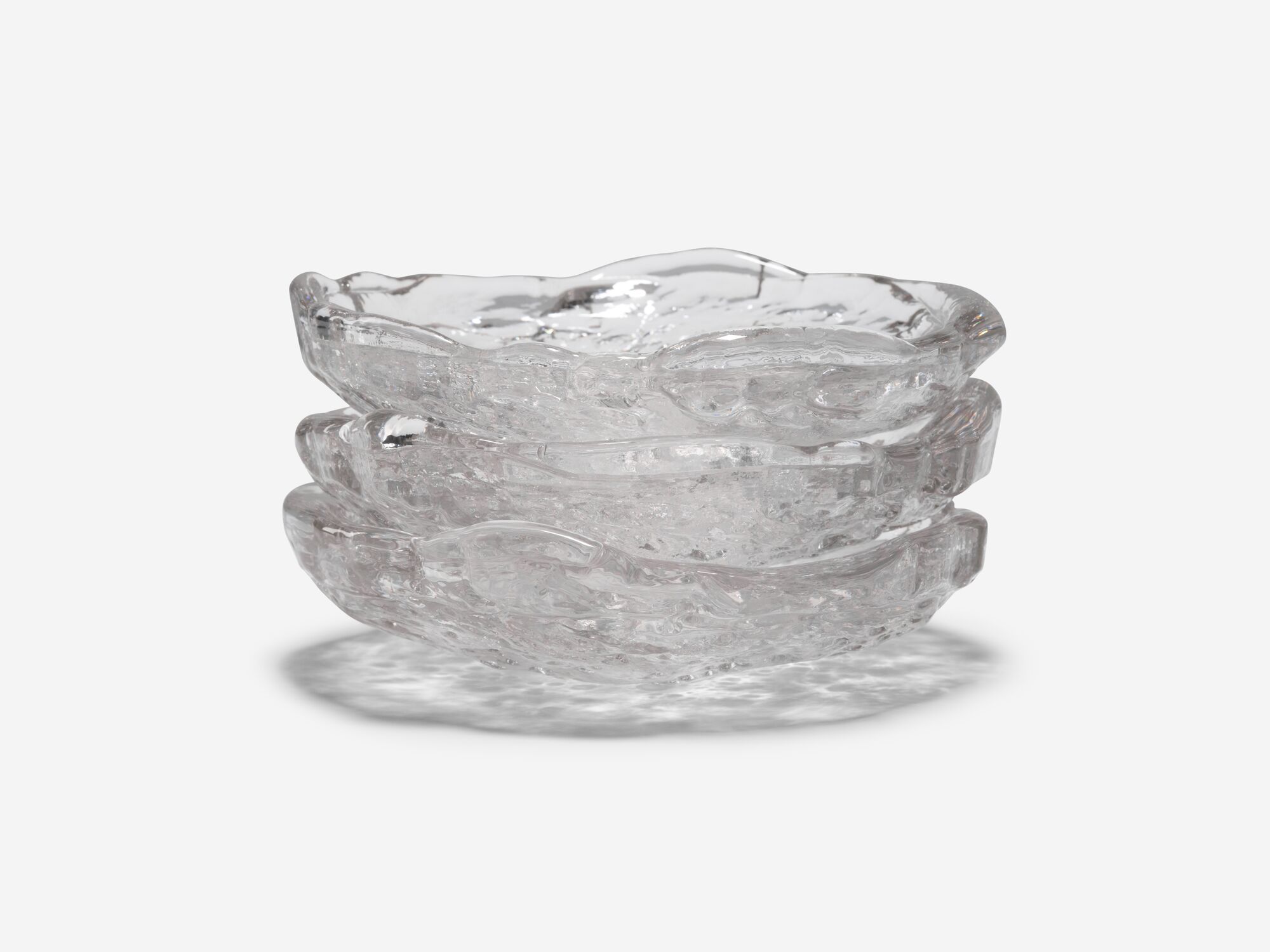 Large glass bowls stacked front view