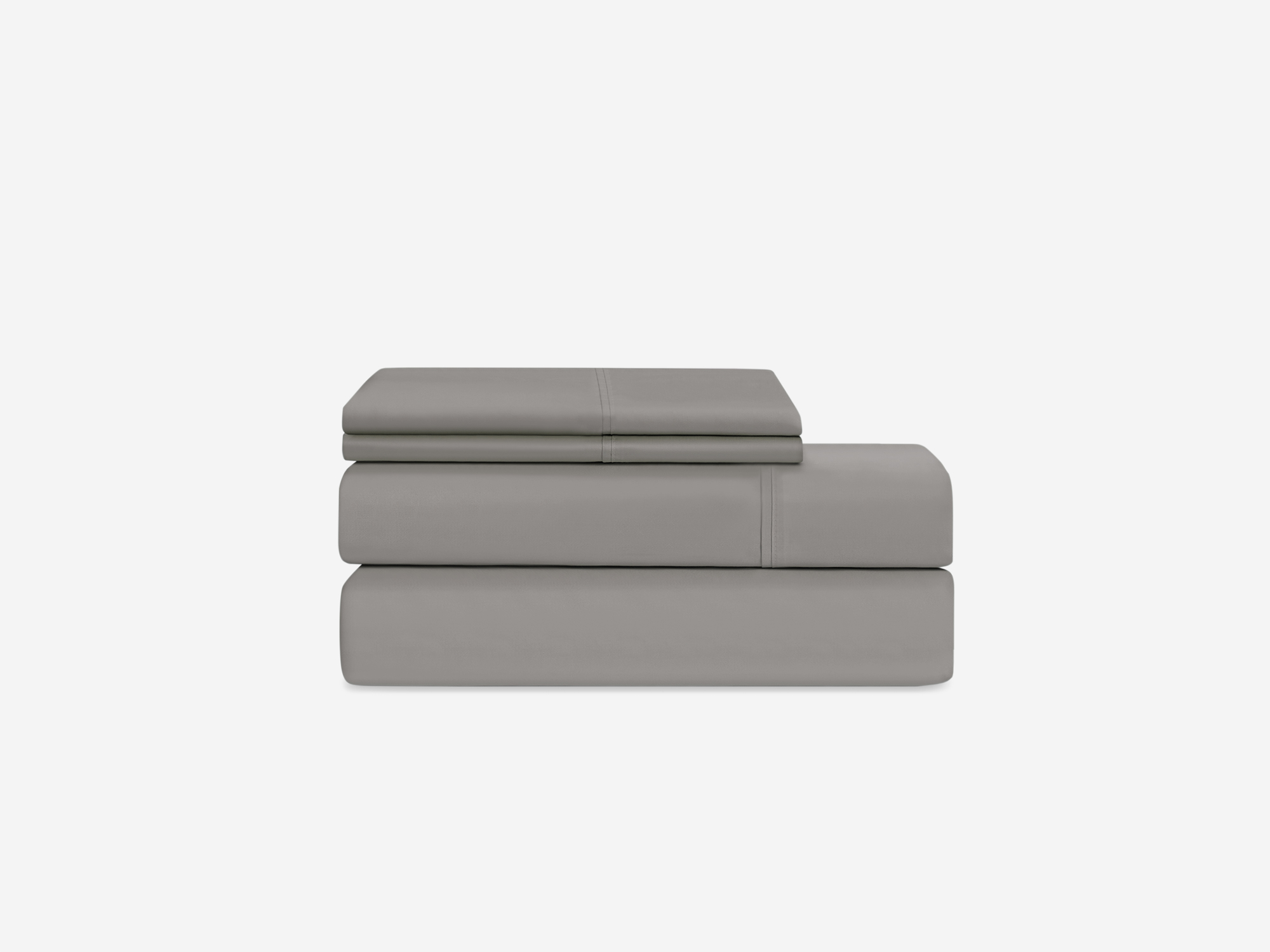 Side view of organic cotton bed sheets in grey