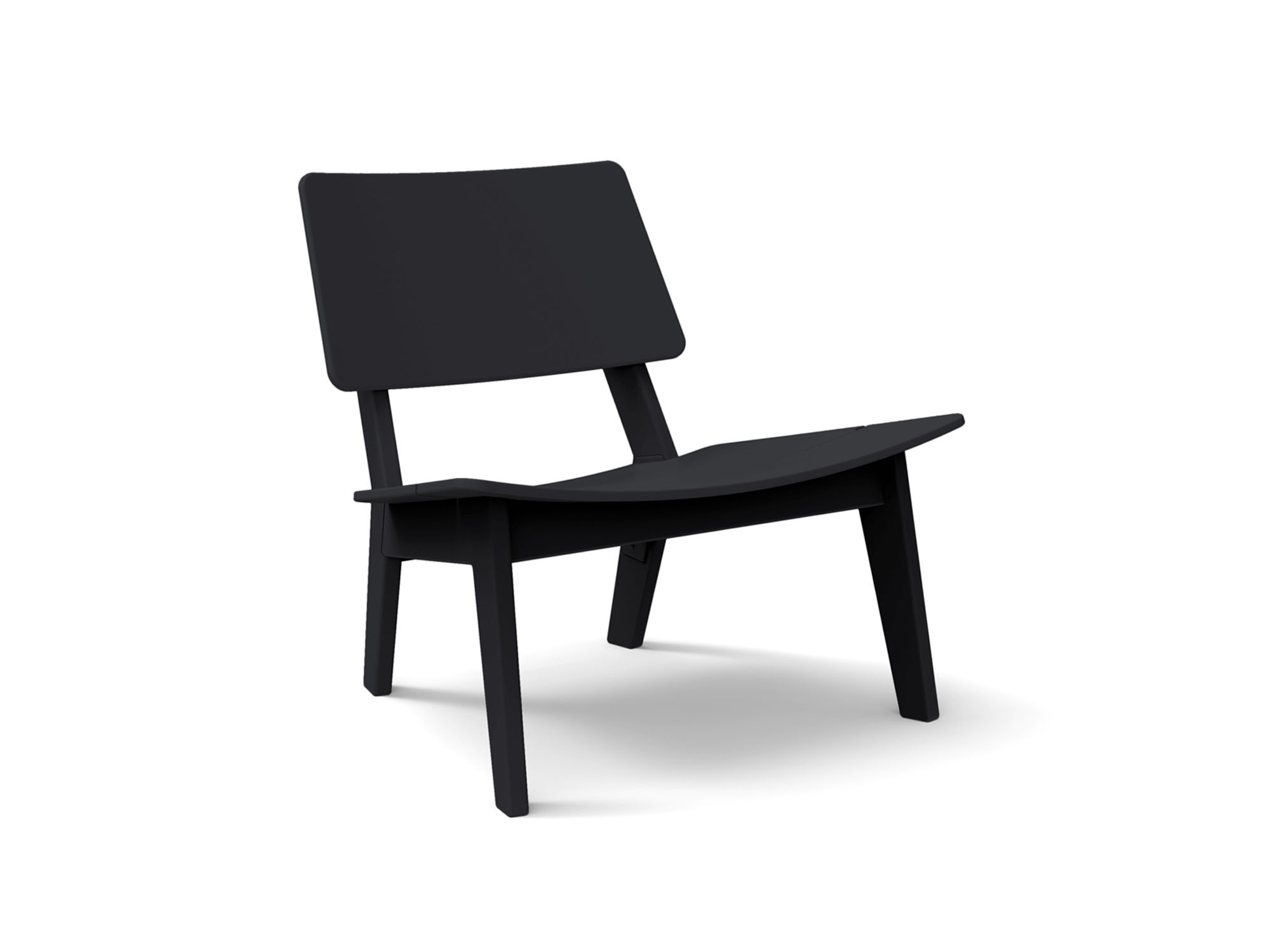 Angled view of the Lago patio lounge chair in black