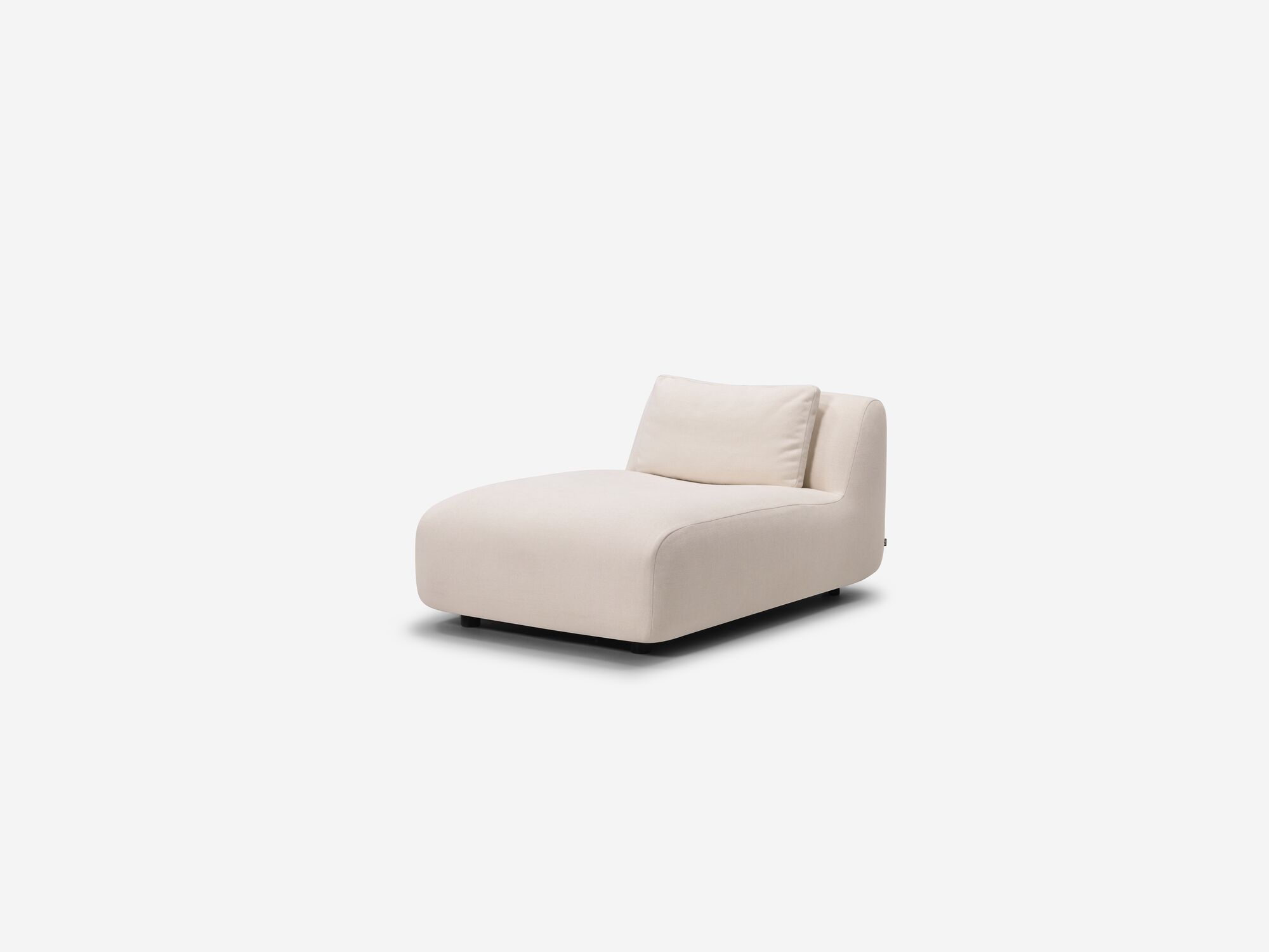 Right front angle view of white armless chaise