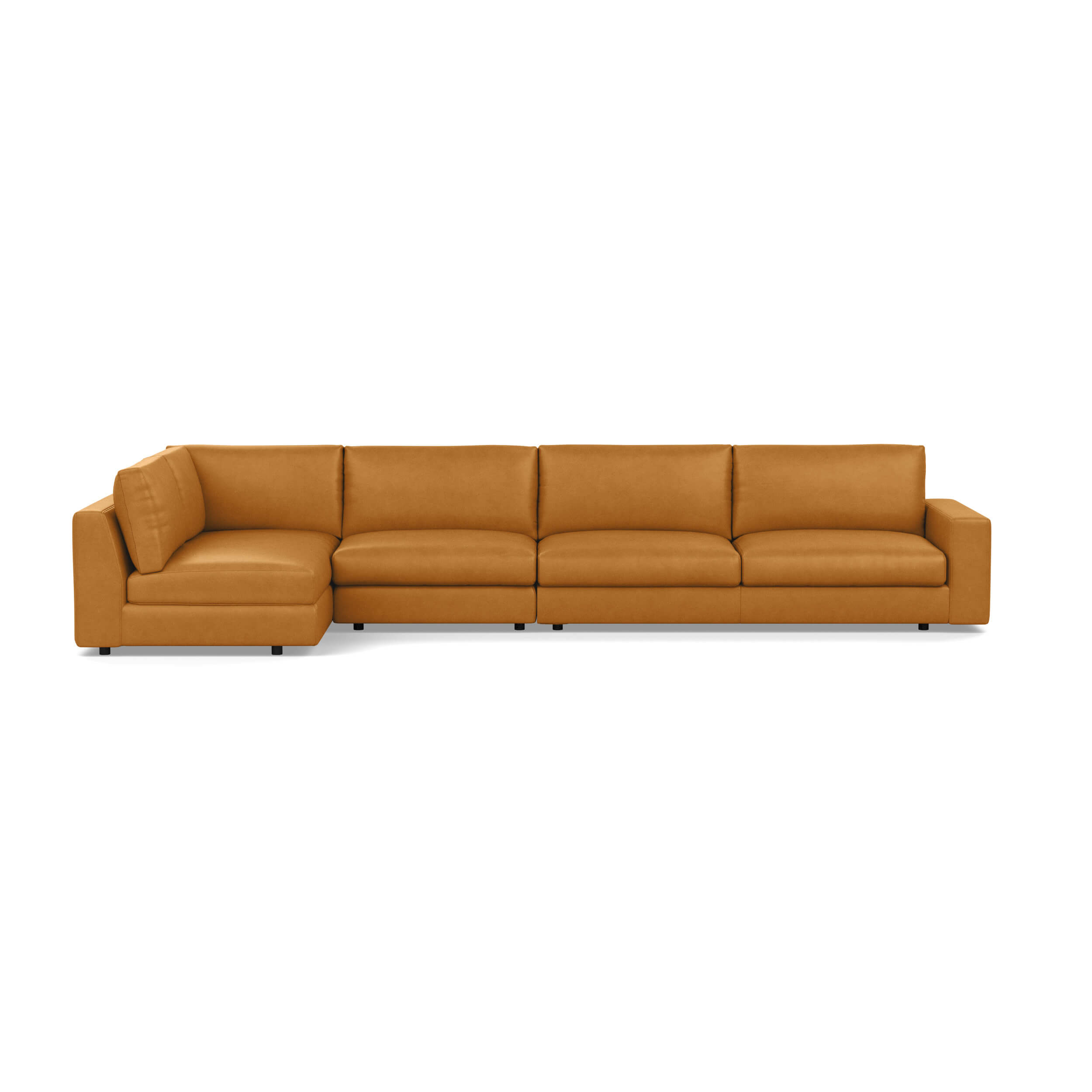 Cello Plush 3-Piece Sectional Sofa with Full Arm Chaise - Leather