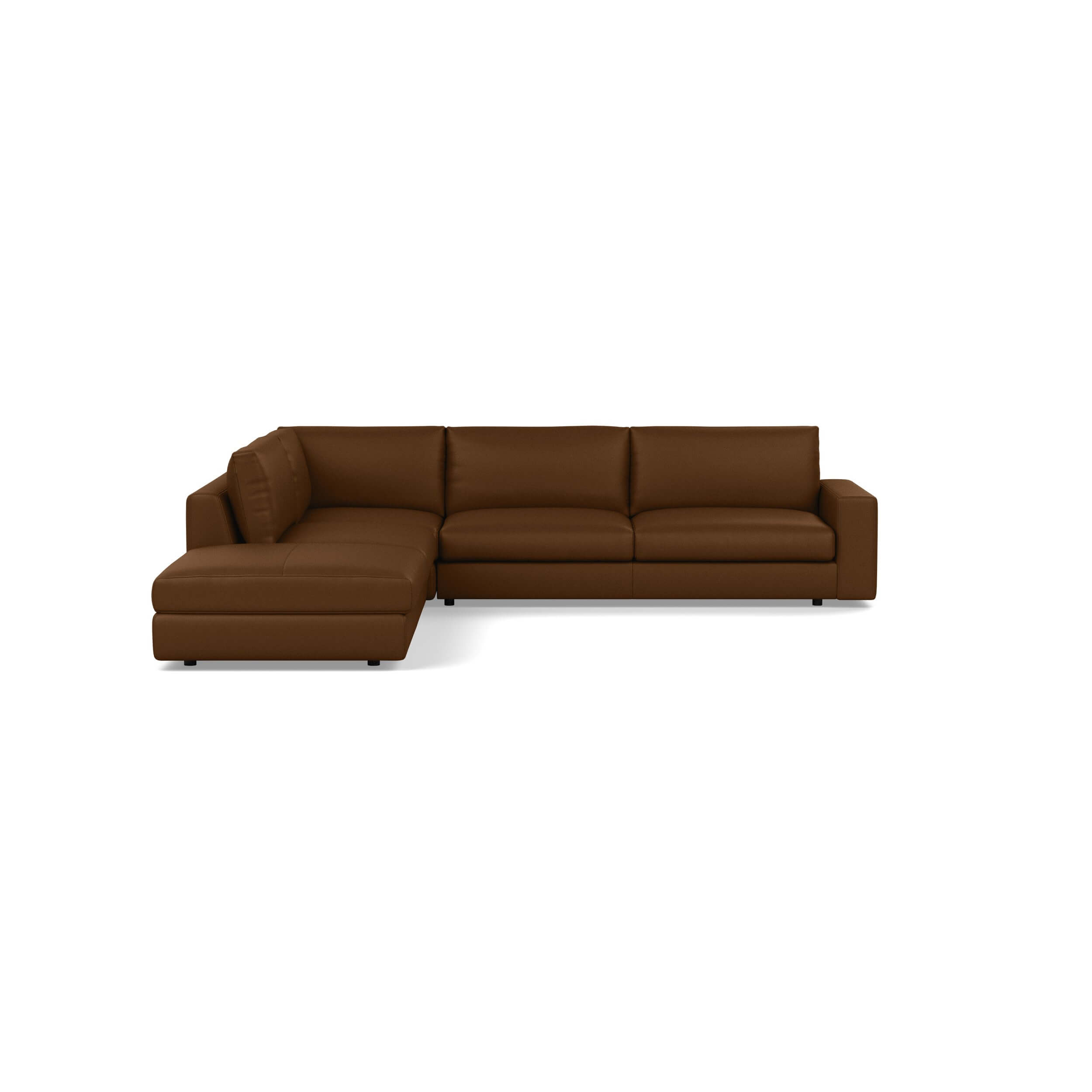 Cello Plush 3-Piece Sectional Sofa with Backless Chaise - Leather