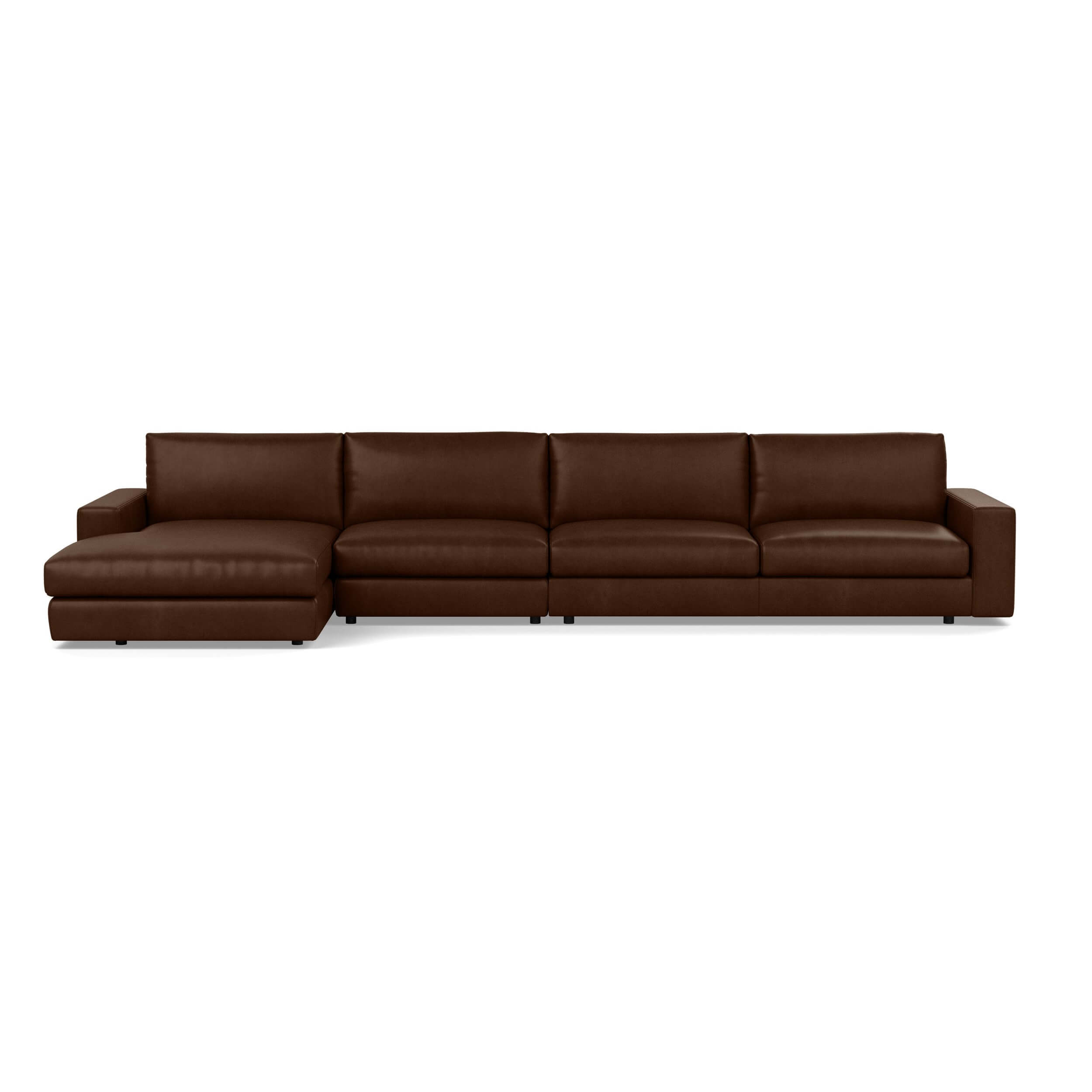 Cello Plush 3-Piece Sectional Sofa with Chaise - Leather